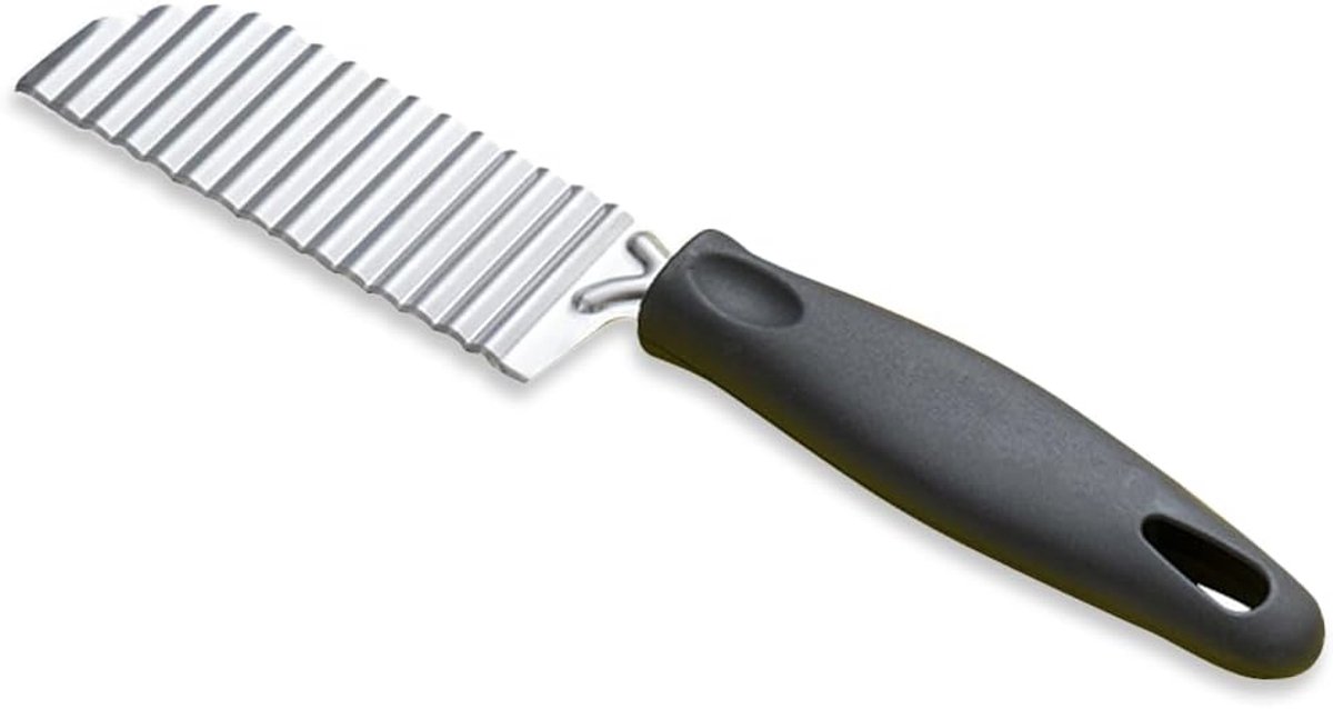 SnelShoppen - Golf Cutter RVS - Golfmes voor Frietjes, Groenten, Fruit - Ergonomisch PVC Handvat - Golf Snijmes voor Keuken, Feest, Kinderen - Antirus