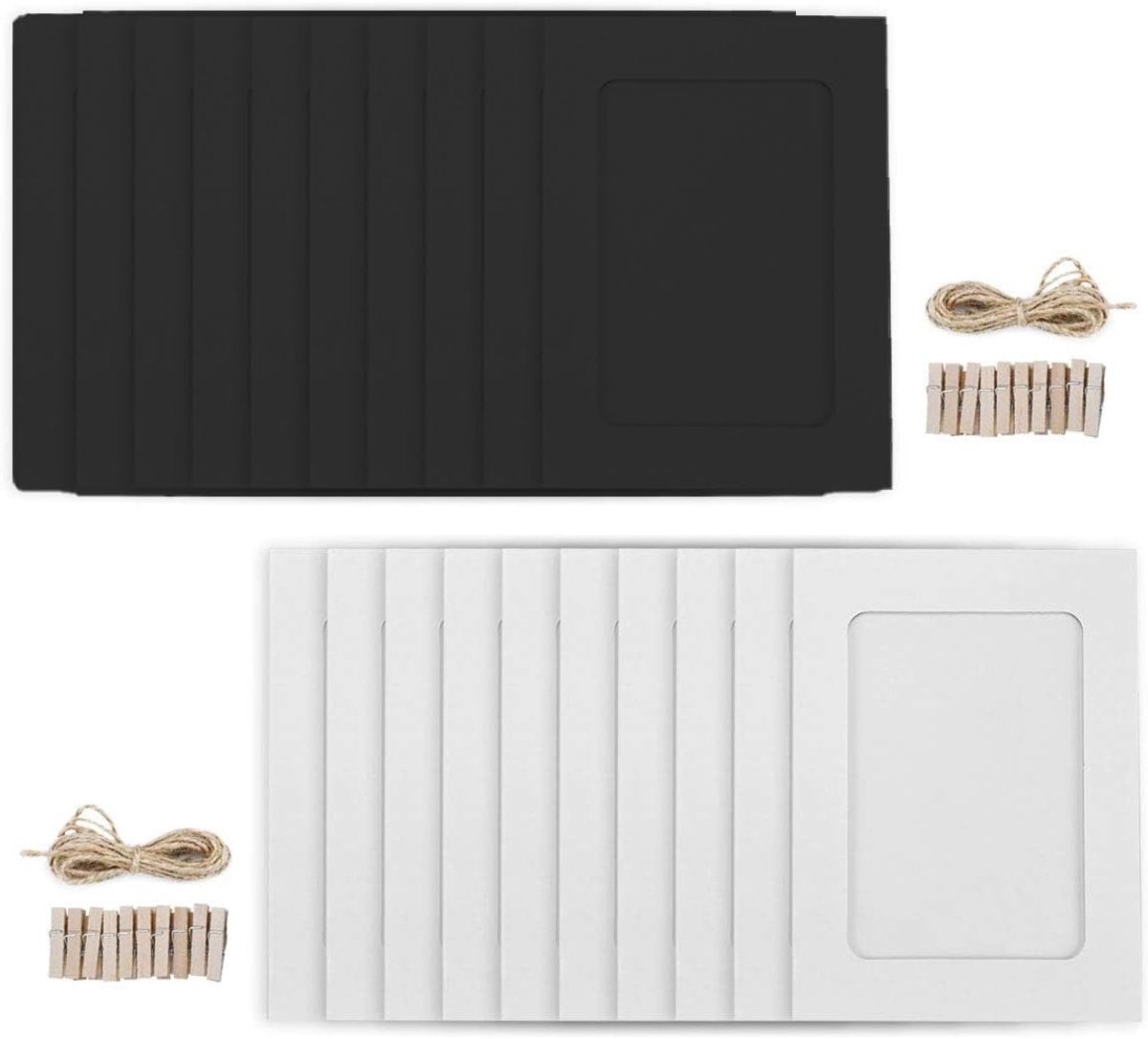 SnelShoppen - 20 Stuks Papieren Fotolijsten - 2x3x3 Kraft Papier DIY Kaarten - Hangende Foto's Decoratie voor Bruiloft, Verjaardag, Feest - Inclusief