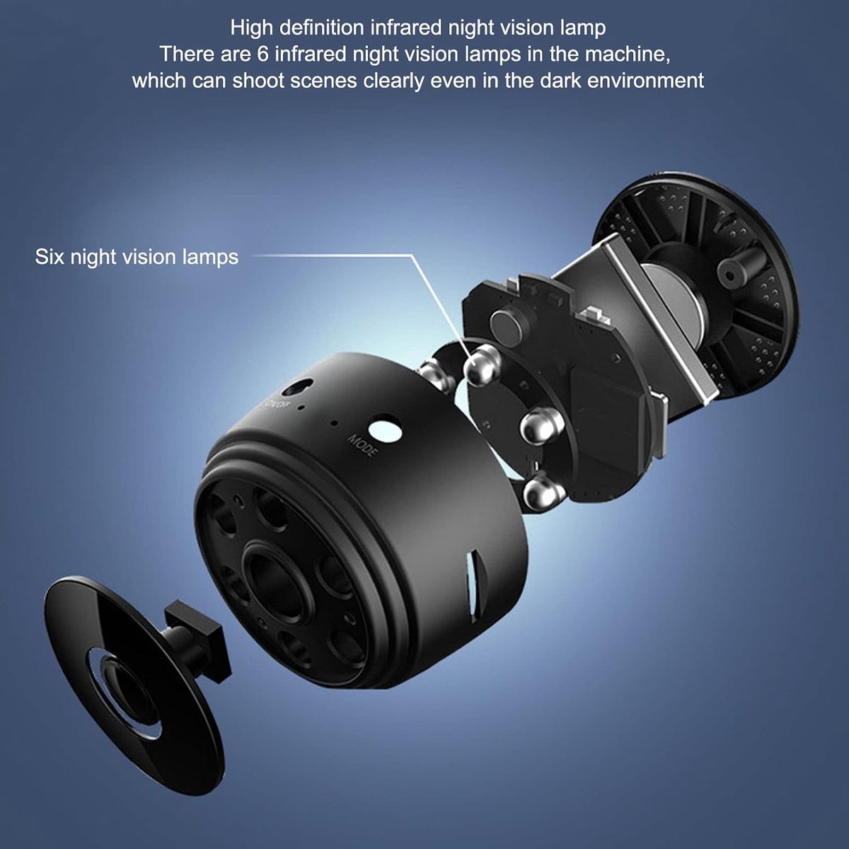 SnelShoppen - 720P HD Mini Beveiligingscamera, Draadloze WiFi Camera met App Verbinding, Magnetisch en Compact voor Thuis, Sleutelbewaking, Babyfoon,