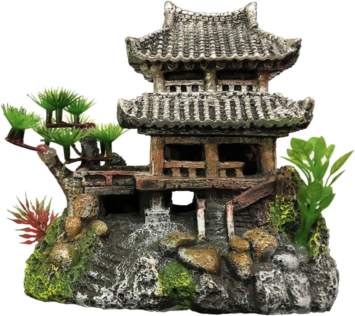 SnelShoppen - Aquarium Classic Resin Kasteel Decoraties - Realistische Details voor Vissenbakken - Eco-vriendelijk Aquarium Accessoires - 25 cm Hoog