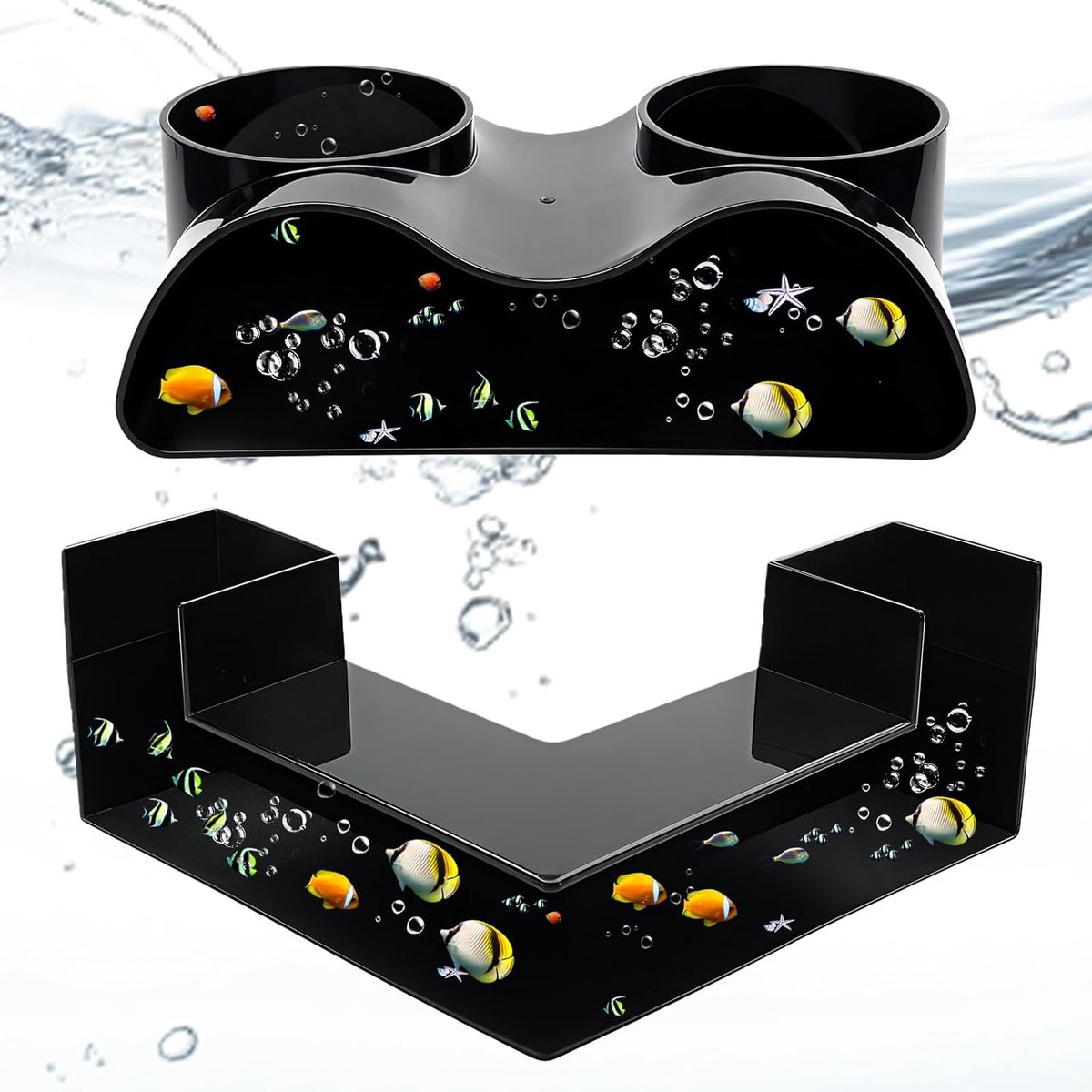 SnelShoppen - 2pcs Aquarium Fish Tunnel - Plastic Onderwater Tunnel voor Vissen - Duurzame Aquarium Cave in Zwart - Perfect voor Aquariums Landschapso