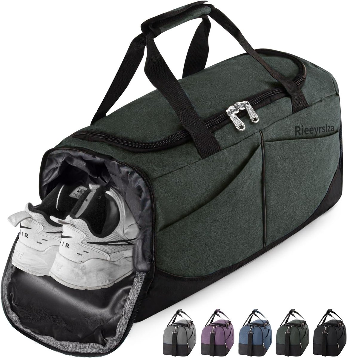 SnelShoppen - Sports Bag 40L met Schoencompartiment, Waterdichte Weekendtas voor Unisex, Grote Capaciteit, Lichtgewicht Reis- en Sporttas - Army Green
