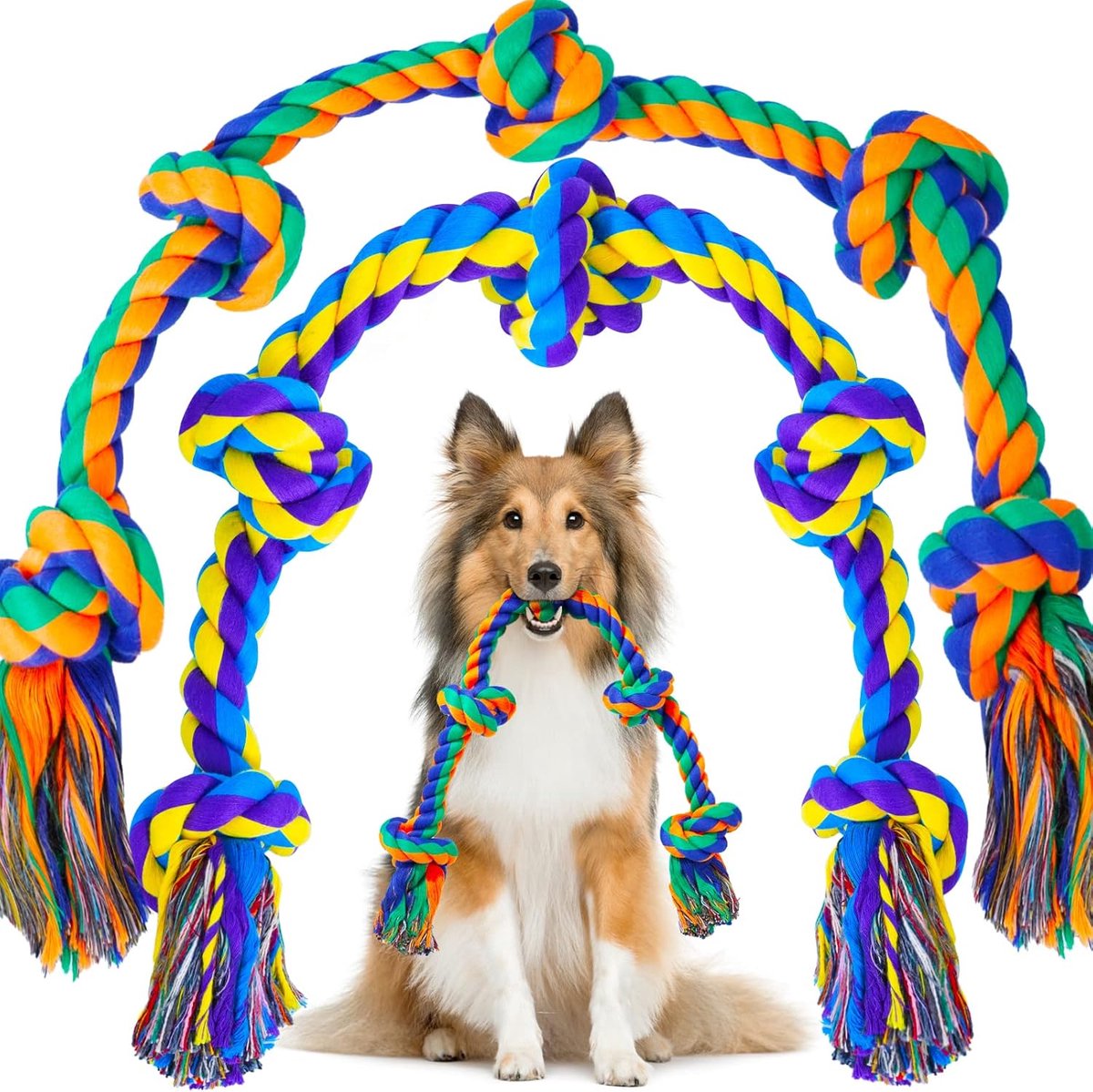 SnelShoppen – XL Indestructible Dog Toy voor Grote Honden, Duurzaam Katoenen Honden Speelgoed voor Aggressieve Kauwers, 2-Pack Grote Hondentuig, 68.5