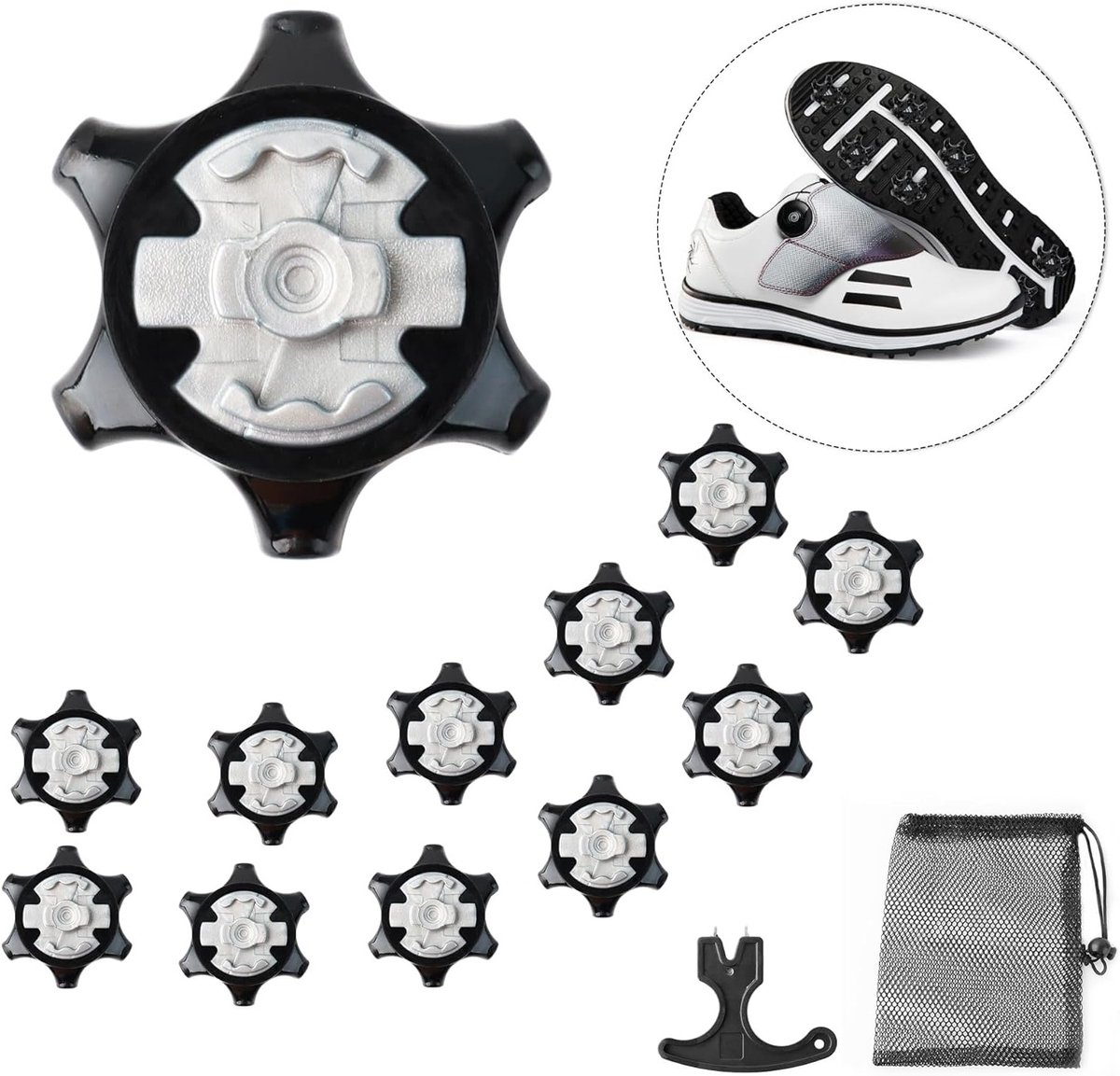 12 Golf Shoe Spikes - Zachte Antislip Spikes voor Stabiliteit, Comfort en Grip op de Golfbaan