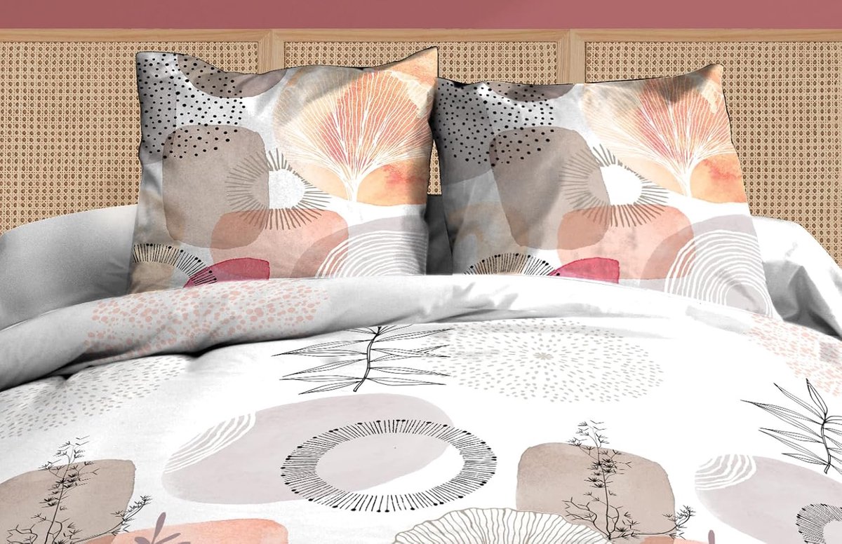 SnelShoppen - Duvet Cover 220 x 240 cm met 2 Kussenslopen, 100% Katoen, 57 Draad/cm², Watercolour Design voor Dubbel Bed, Ideaal voor Slaapkamer en Ga