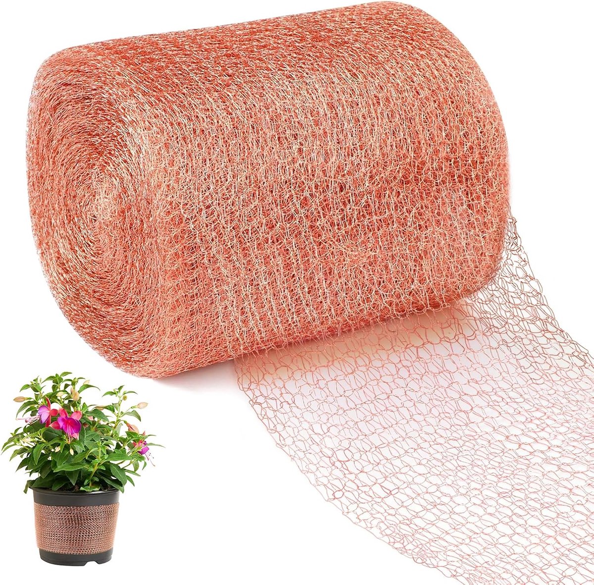 SnelShoppen - Anti-slak net 5" x 6m - Dubbele laag koperband - Roestvrij, rekbaar en herbruikbaar - Tuinbescherming tegen slakken en ongedierte