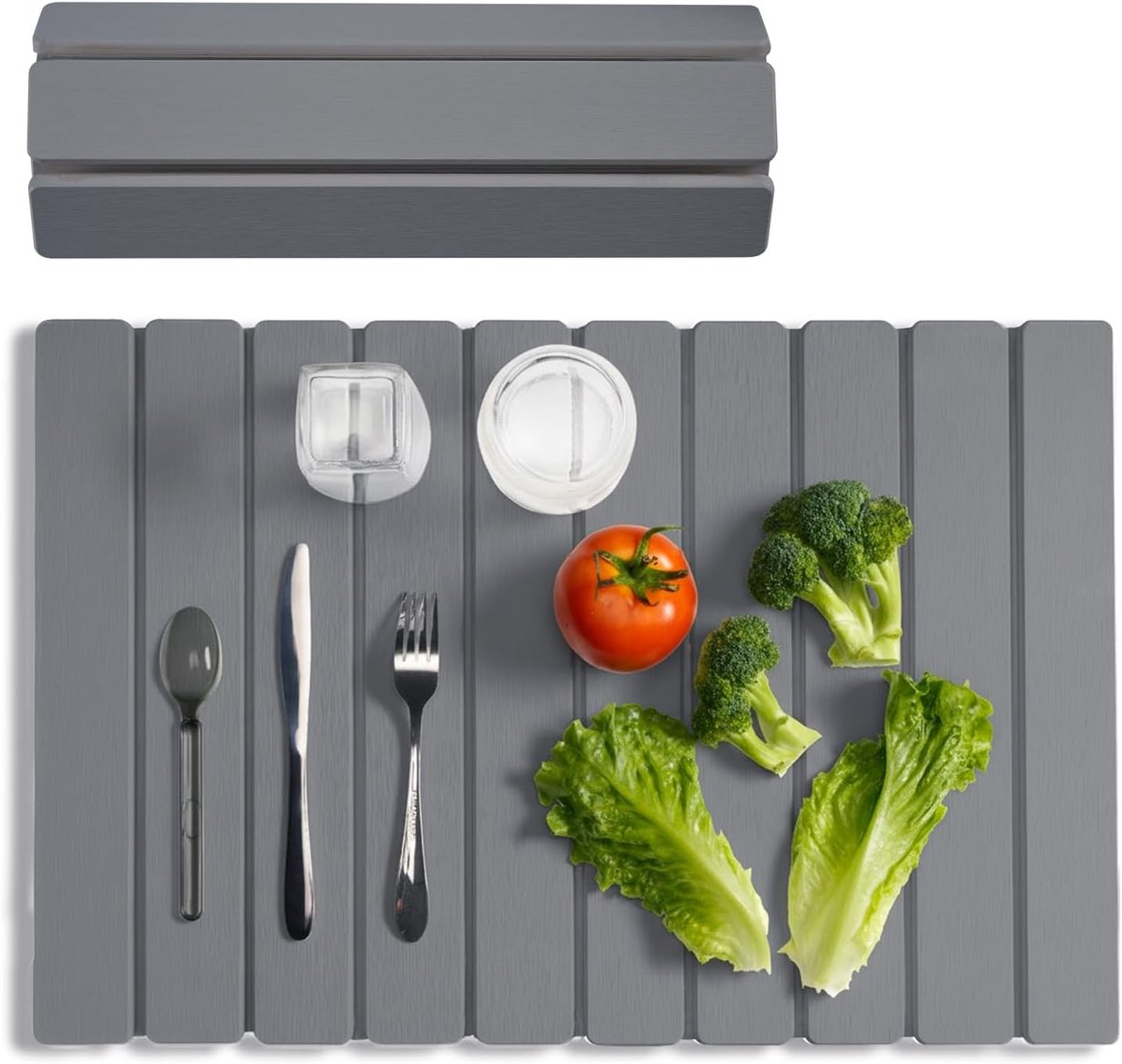 SnelShoppen - Meowoo Keuken Droogmat, Vouwbare Diatomiet Mat voor Aanrecht, Super Absorberend, Sneldrogend, Antislip, Donkergrijs, 40 x 60 cm