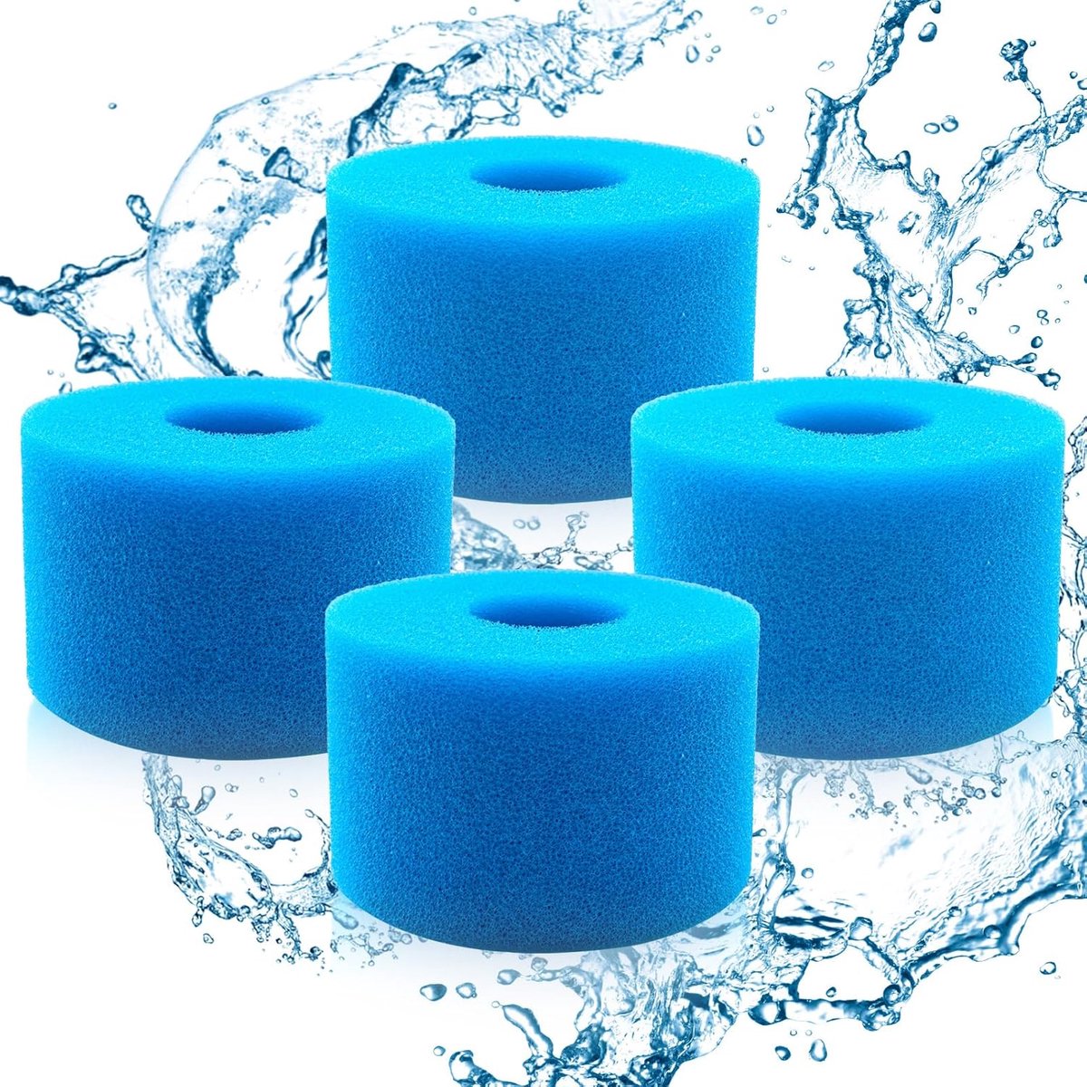 SnelShoppen - Foam Filters Set van 4 voor Zwembaden en Spa's, Type A Spons, Herbruikbaar en Wasbaar, Filter Spons Type S1, 10.8 x 7.3 cm