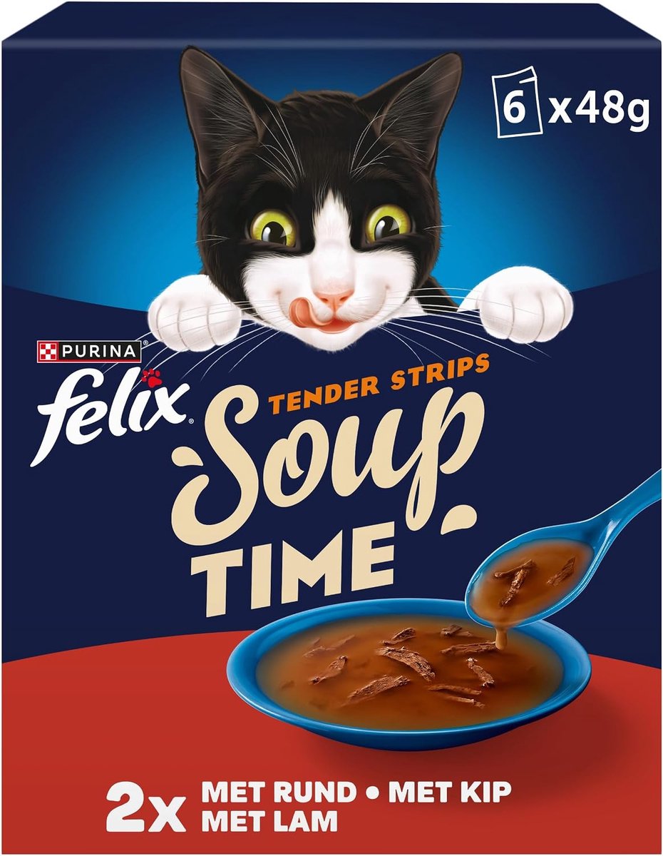 SnelShoppen - Felix Soup Farm Selection - Natvoer voor Katten - 24 x 48g - Hoogwaardige Ingrediënten, Zonder Kunstmatige Kleurstoffen en Conservatiemi