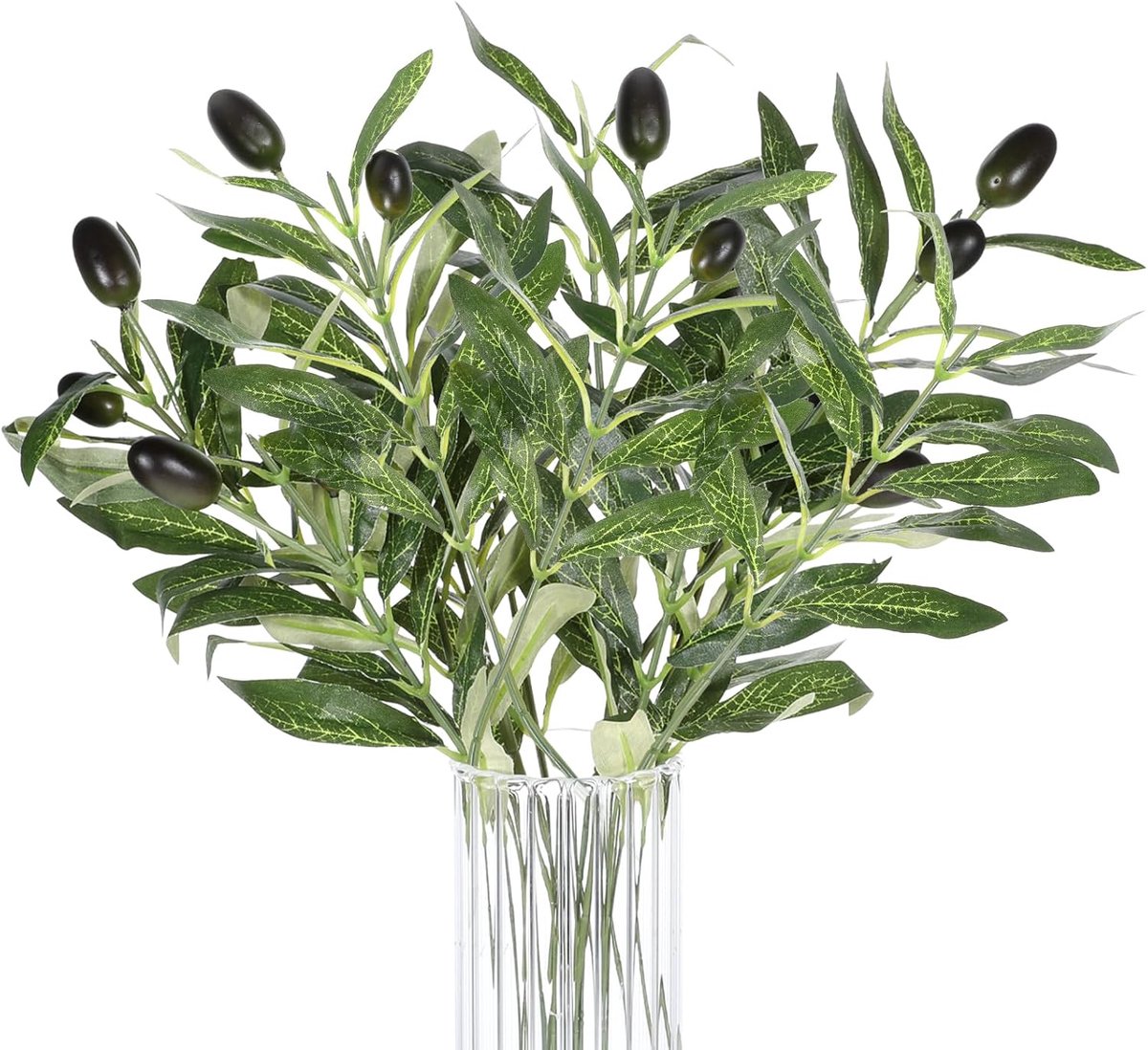 SnelShoppen - 5 Stuks Kunststof Olijftakjes 28cm - Decoratieve Takken voor Bruiloft, Tuin, Kantoor en Binnen Buiten Gebruik - Natuurlijke Sfeer