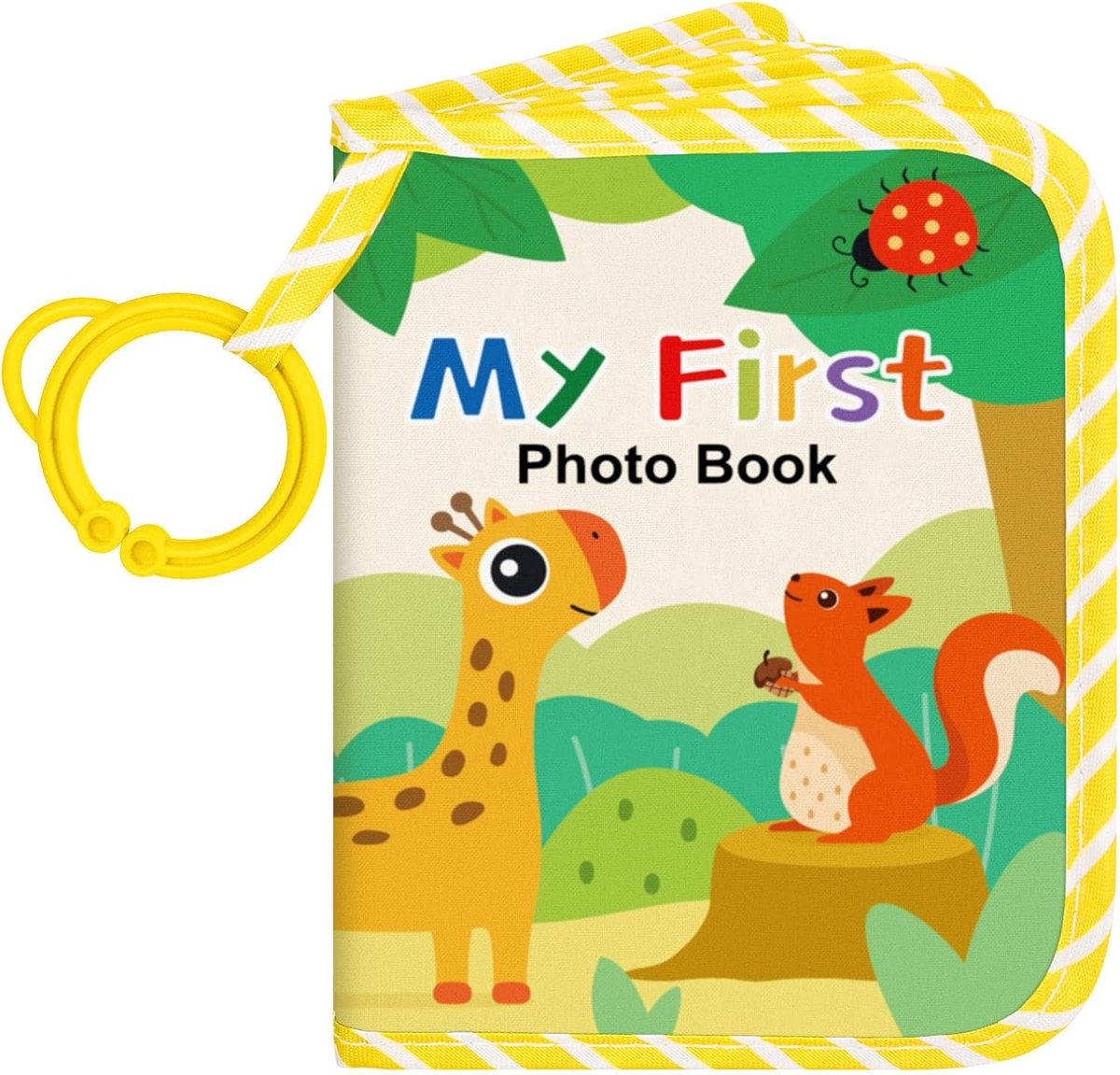SnelShoppen - Baby Foto Album voor 17 Foto's 10x15 cm - My First Soft Stoff Foto Boek met Naamkaart en Naamlabel - Babyboek Herinneringen voor Pasgebo
