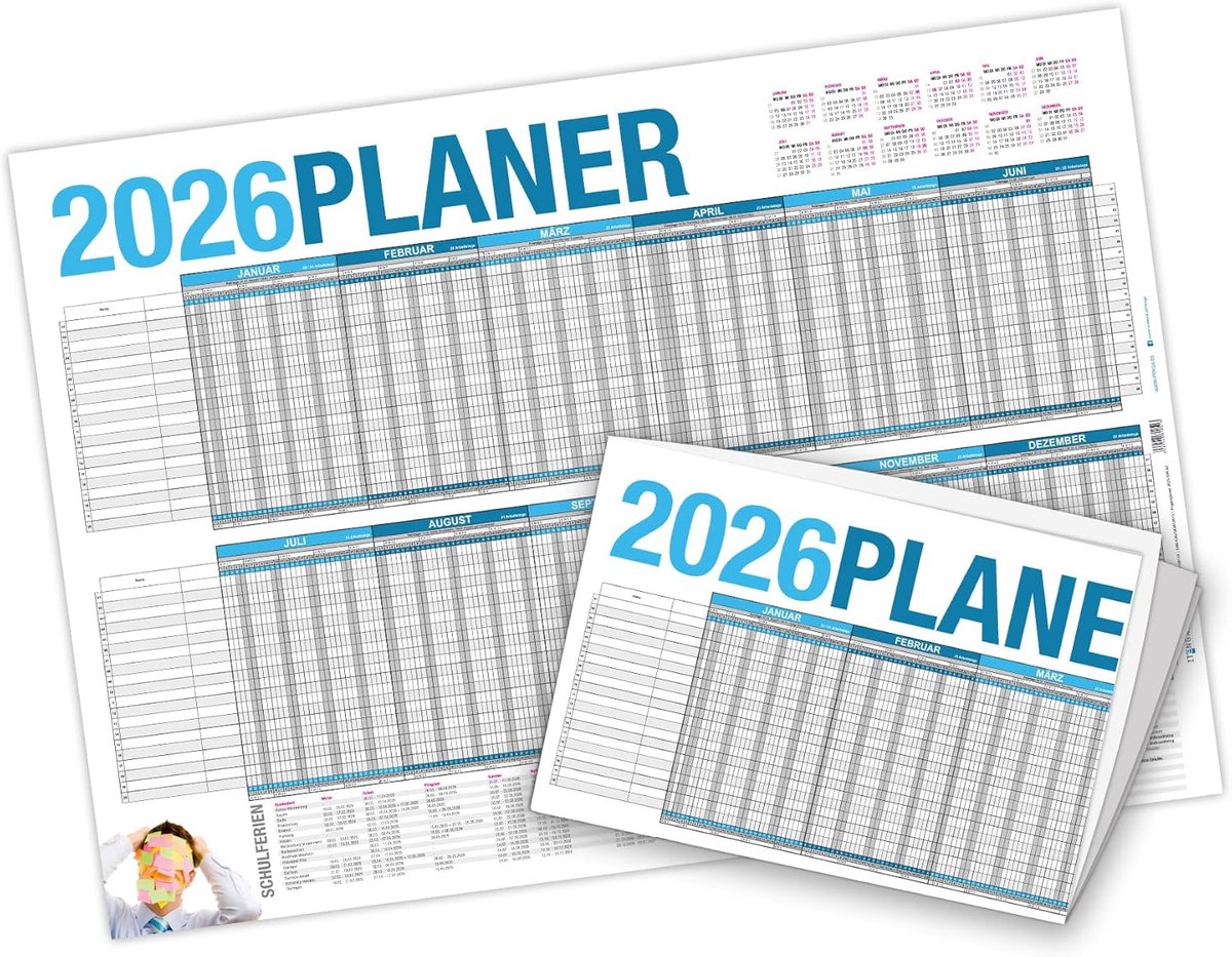 SnelShoppen - itenga Holiday Planner - Wandkalender DIN A2 (59.5 x 42 cm) - 250 g/m² - Personeelsplanner voor 20 werknemers - Jaarlijkse Vakantieplann