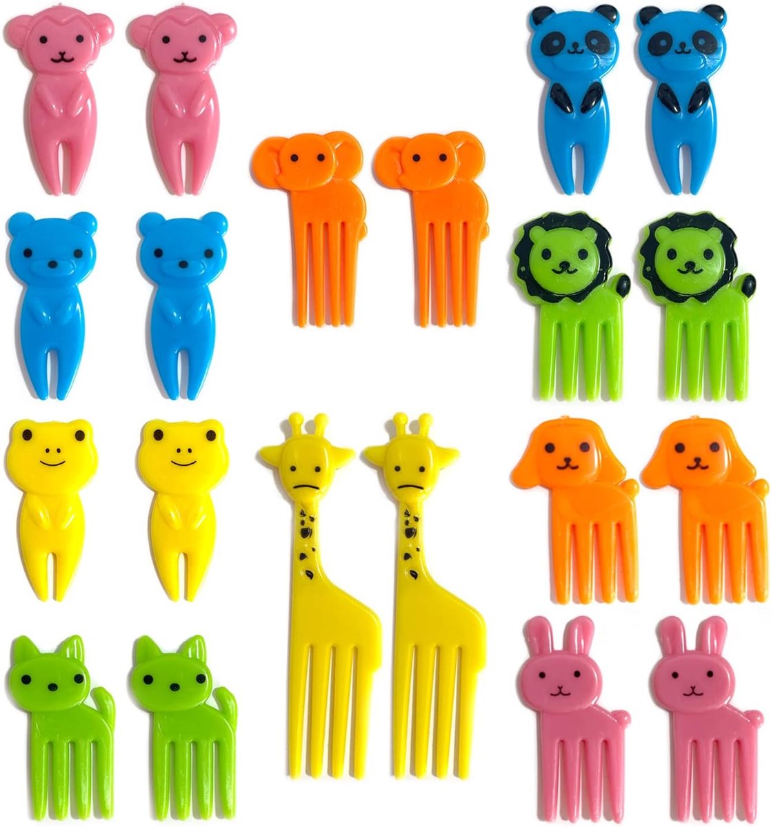 SnelShoppen - 20 x Herbruikbare 3D Mini Fruit Forks voor Lunch Box, Feest, Kinderen - Schattige Dieren Motieven - Ideaal voor Gezonde Snacks