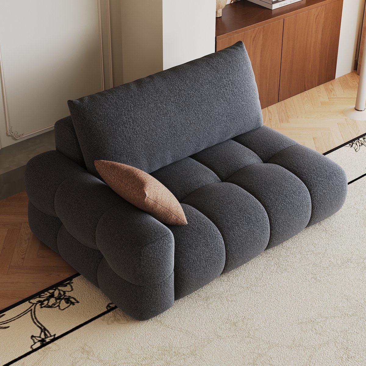 Hoekbank Links Donkergrijs Stof Modulair Met Chaise Longue En Zachte Kussens Voor De Woonkamer