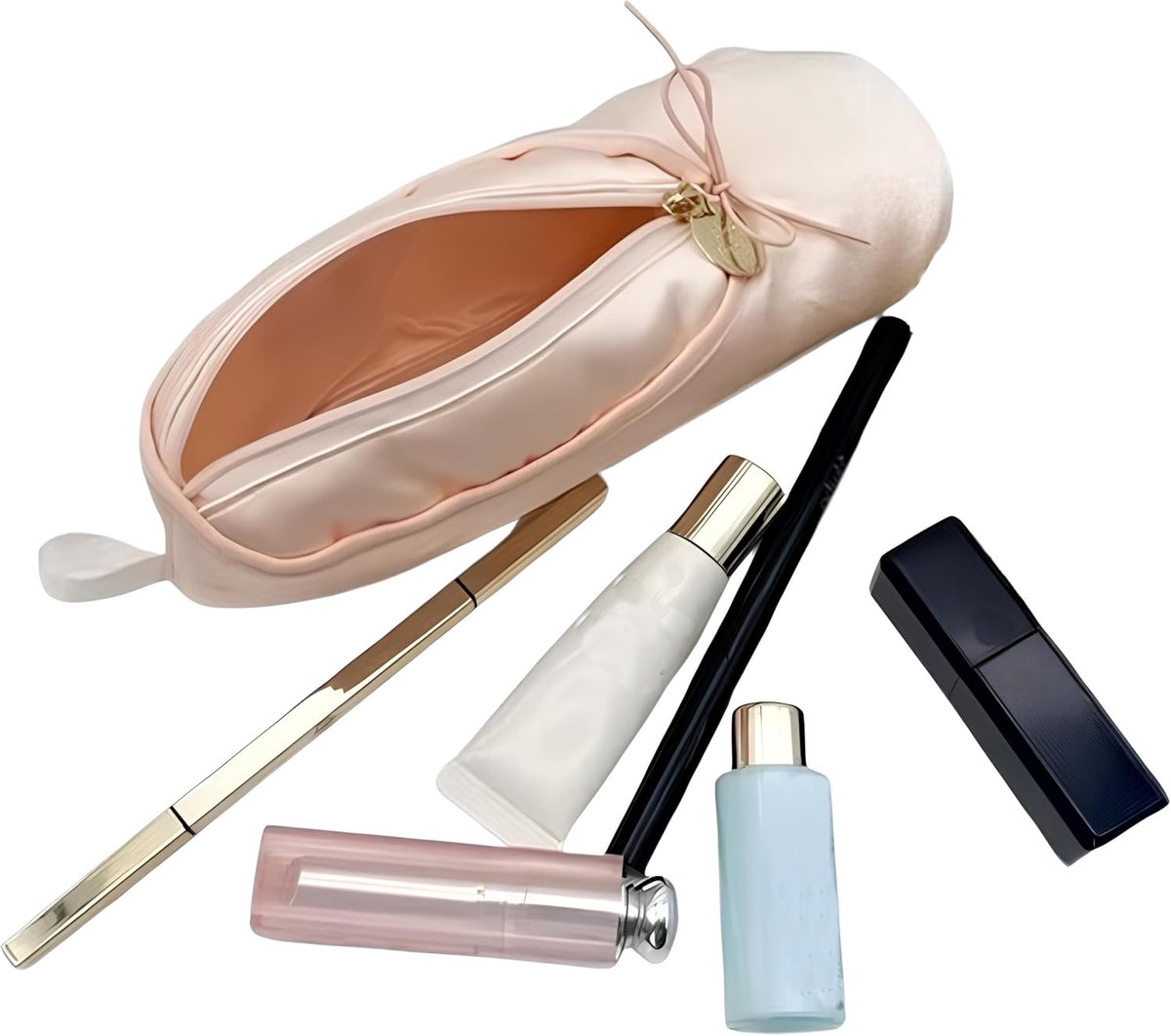 SnelShoppen - Ballet Schoenen Cosmetica Tas Roze, Mini Make-up Tas voor Balletliefhebbers, Geschikt voor Stationaire, Cosmetica en Accessoires