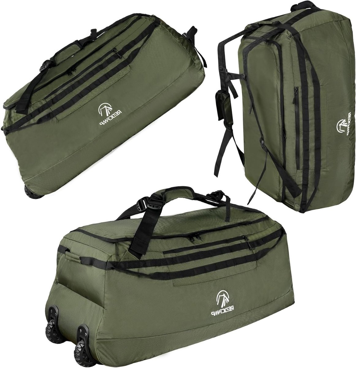 Vouwbare Duffle Bag met Wielen, Waterdichte Reisbagage, Extra Groot, 92cm x 40cm x 38cm, Ideaal voor Sport en Vakantie