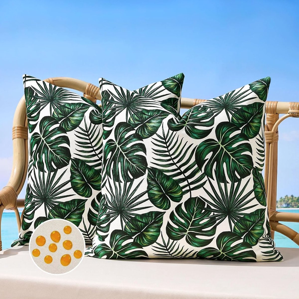 Waterdichte Decoratieve Kussenhoezen voor Buiten, Zachte Kussens voor Tuin en Balkon, Weerbestendige Kussens 45 x 45 cm, Set van 2, Perfect voor Woonkamer en Buitenruimte