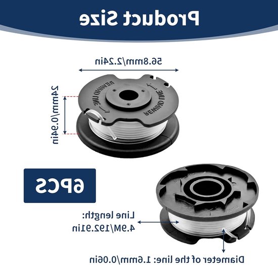 Set van 6 Vervangende Draadspoelen voor Brush Cutter, Nylon Snijdraad 4.9 m, Flexibel en Eenvoudig te Gebruiken, Geschikt voor Tuinonderhoud — afbeelding 5