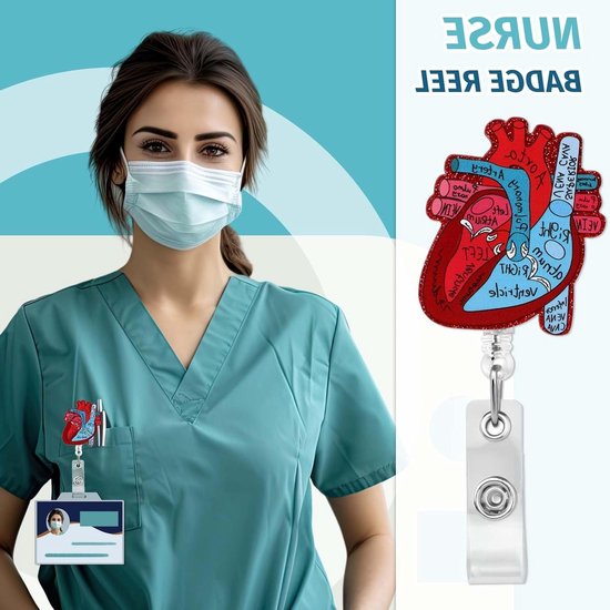 Hartvormige Badgehouder met Retractable Reel en ID Kaartclip voor Verpleegkundigen, Artsen en Studenten - Ideaal voor Medische Professionals en Onderwijs — afbeelding 3