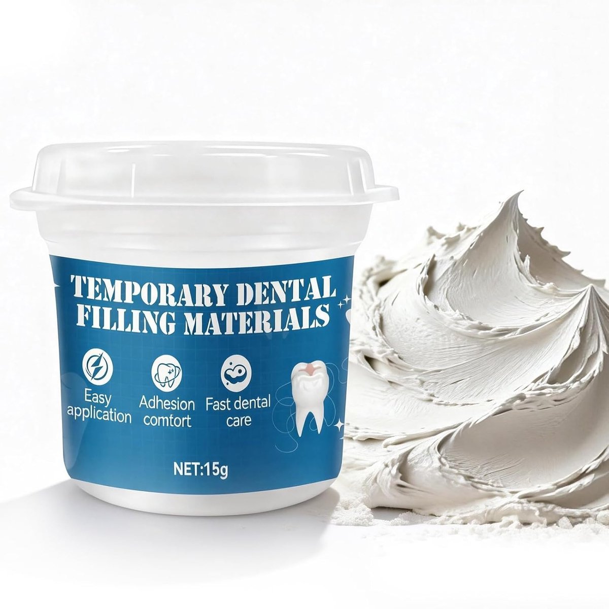 SnelShoppen - Temporair Tandcement, Tandheelkundige Lijm, Tand Glijm, 15 g - Ideaal voor Noodreparaties, Meerdere Tandproblemen, Gebruiksvriendelijk,