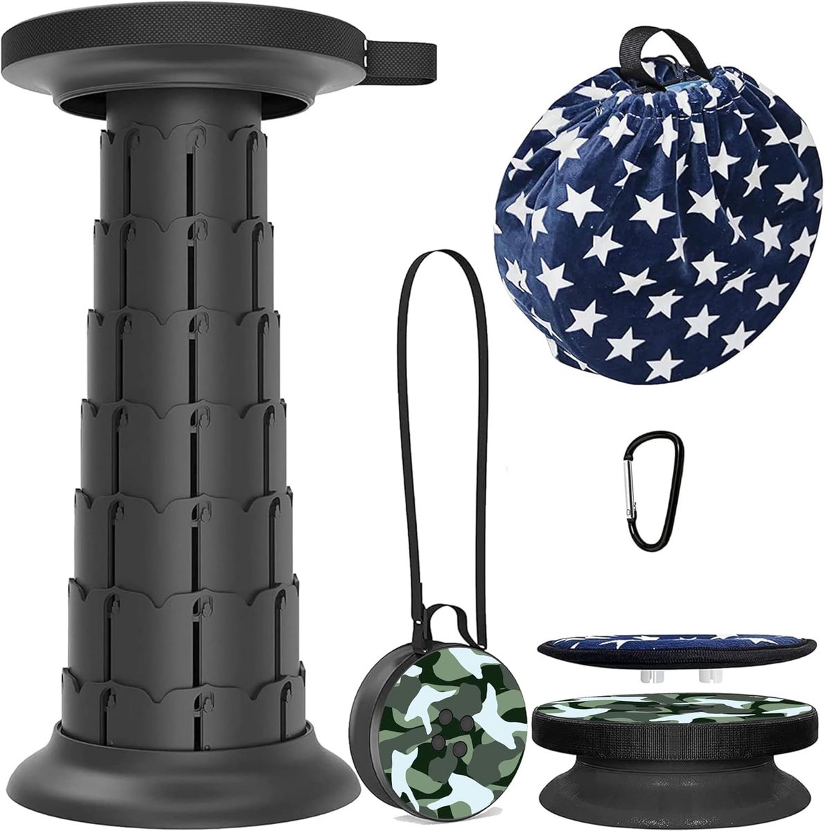 SnelShoppen - Lichtgewicht Vouwbare Telescopische Campingstoel met Draaikussen - Maximaal 250KG - Ideaal voor BBQ, Wandelen, Tuin en Feest - 9 Patroon