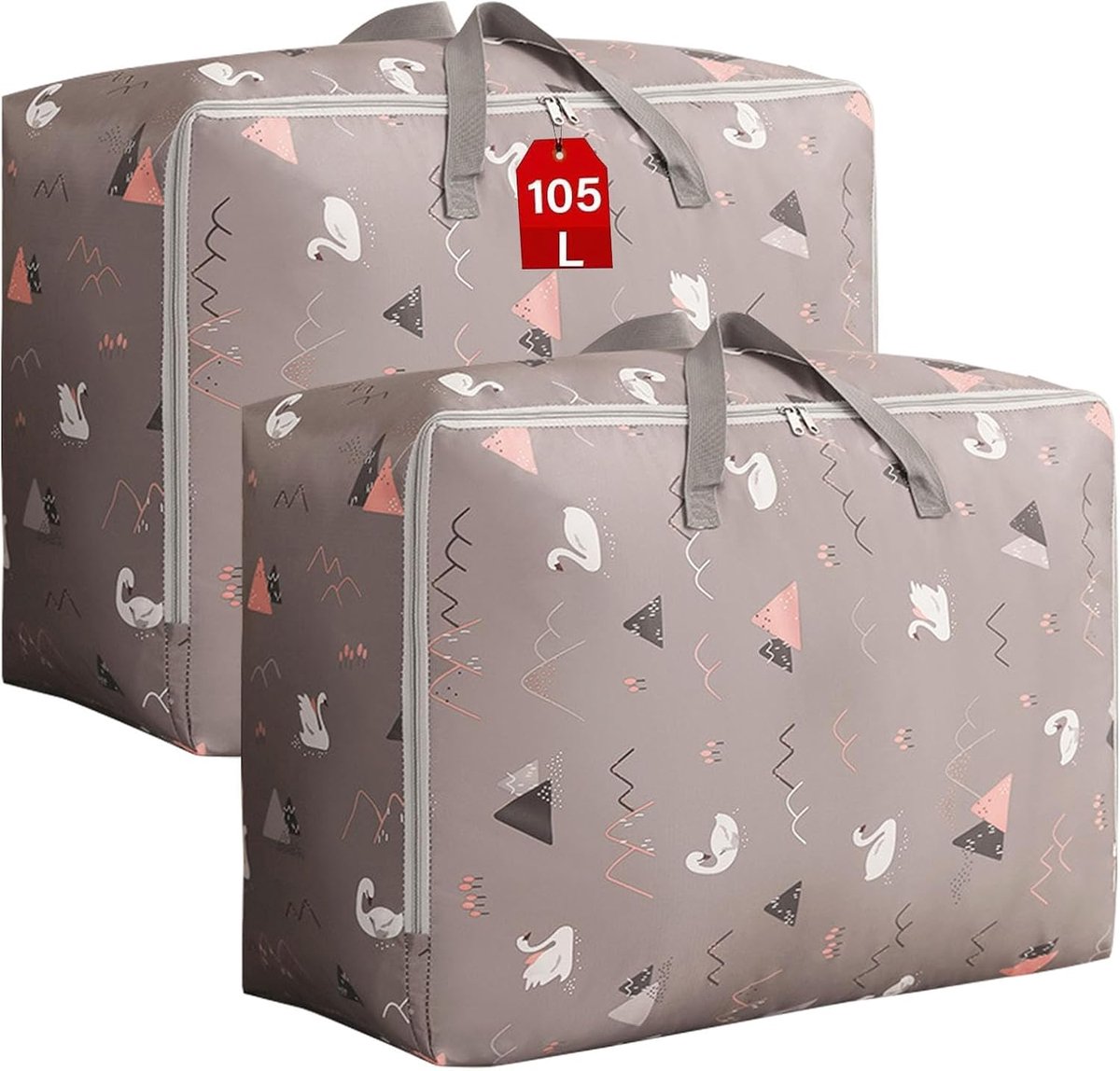 SnelShoppen - Grote opbergtas 105 liter waterdichte opvouwbare opbergtassen voor onderbed, organizer, kledingopslag, verhuistas met ritssluiting voor