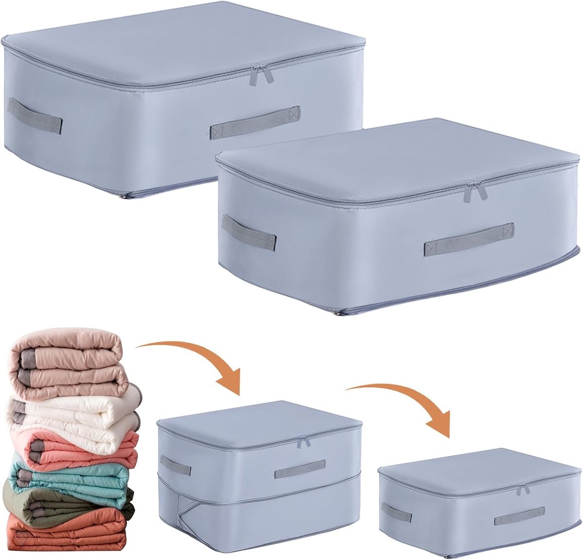 SnelShoppen - 2 Stuks Ultra Space Saving Compressie Organizer Tassen, Opbergzakken voor Dekens en Kleding (Grijs, L 52 * 42 * 30cm)