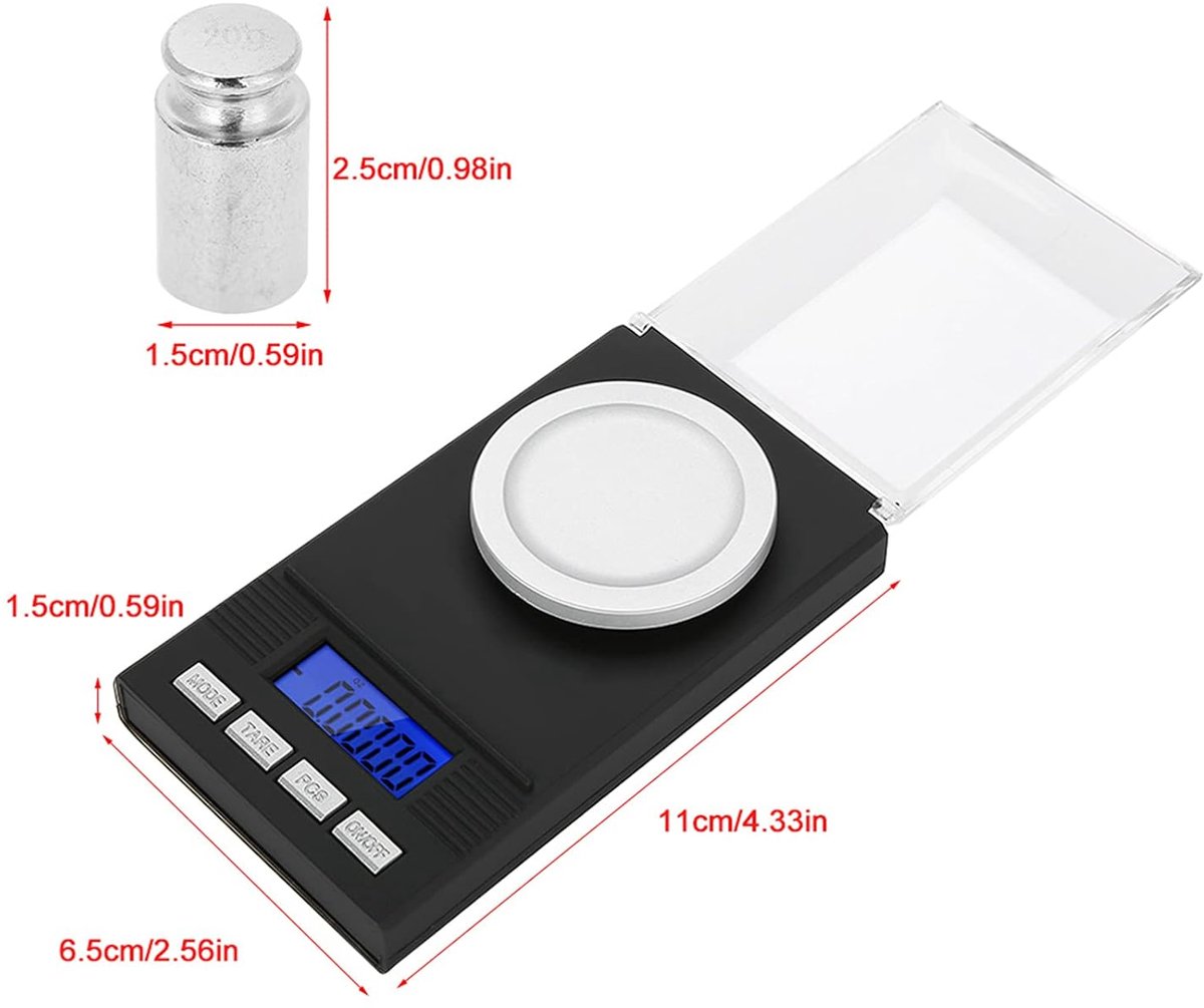 SnelShoppen - Precisieweegschaal 20 g/0.1 g, Digitale Pocket Weegschaal met Kalibratieweer, Tara Functie, PCS Functie voor Goud, Munten, Sieraden en P