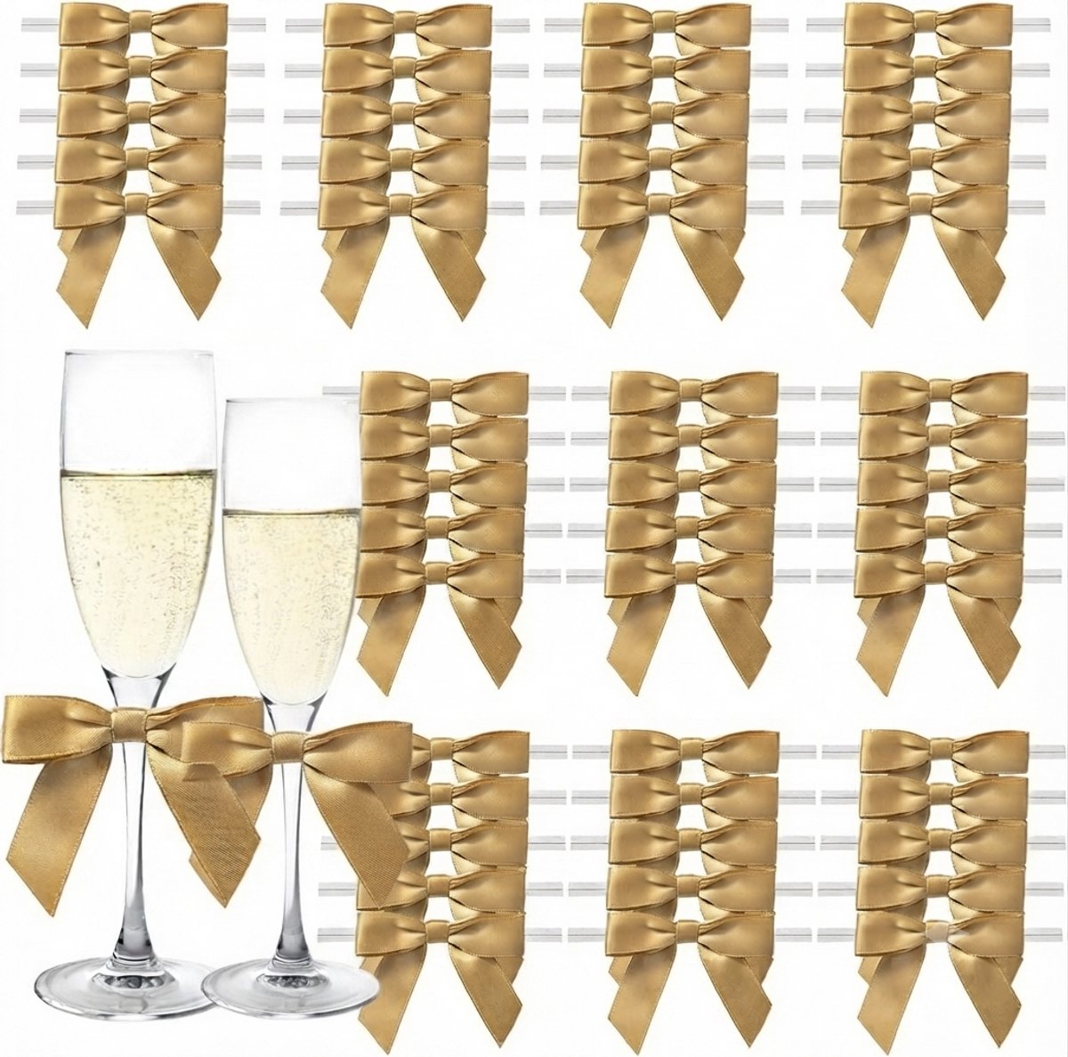 Livatto 50 Stuks Geschenkstrikken Bruin - Satijn Lint Strikjes voor Kerst, Bruiloft en Cadeauverpakking - 6,3 x 5,5 cm