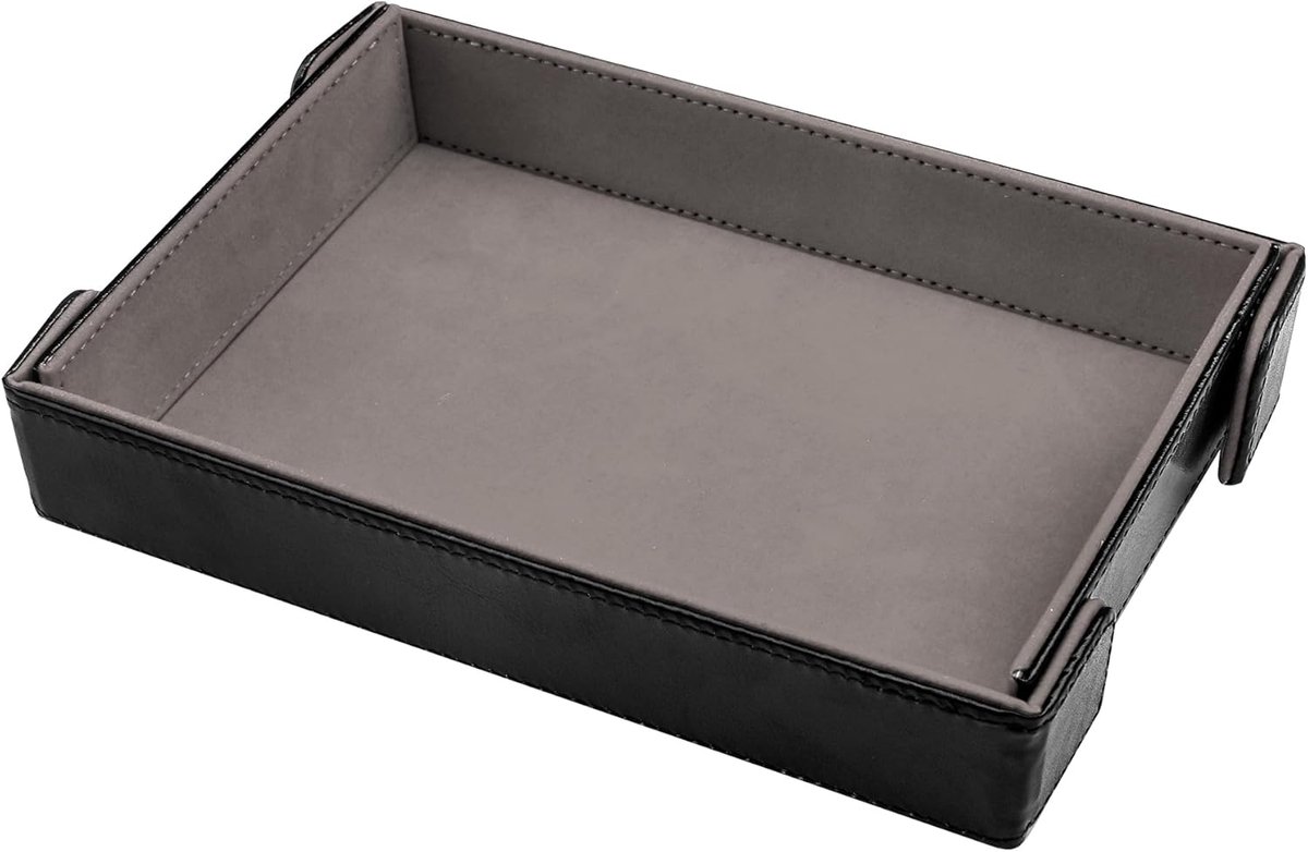 SnelShoppen - Magnetische Vouwbare Dobbelstenen Tray - Rechthoekige Dobbelsteen Rolmat - PU Leer - Opbergdoos voor D&D RPG Games - Grijs