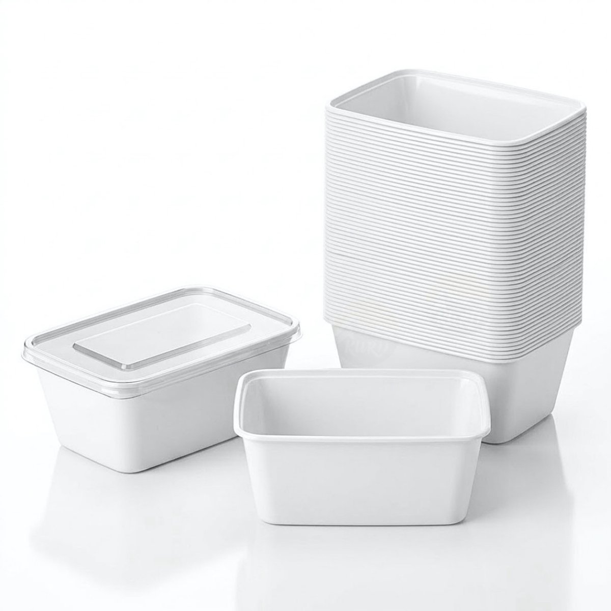 KURTT 100x Meal Prep Bakjes met Deksel - Plastic Bakjes 1000ml Magnetronbestendig - Herbruikbaar & Vaatwasserbestendig - BPA-vrij