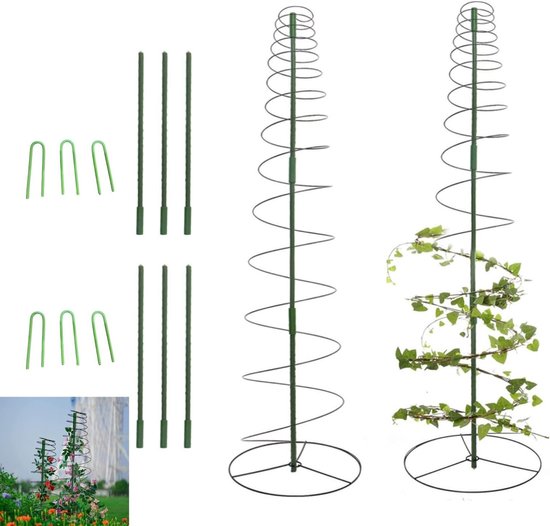 Verstelbare plantenpalen voor klimplanten - 2 stuks tuinsteun met mosstok, ideaal voor ondersteuning en groei van sierplanten (45cm-135cm)