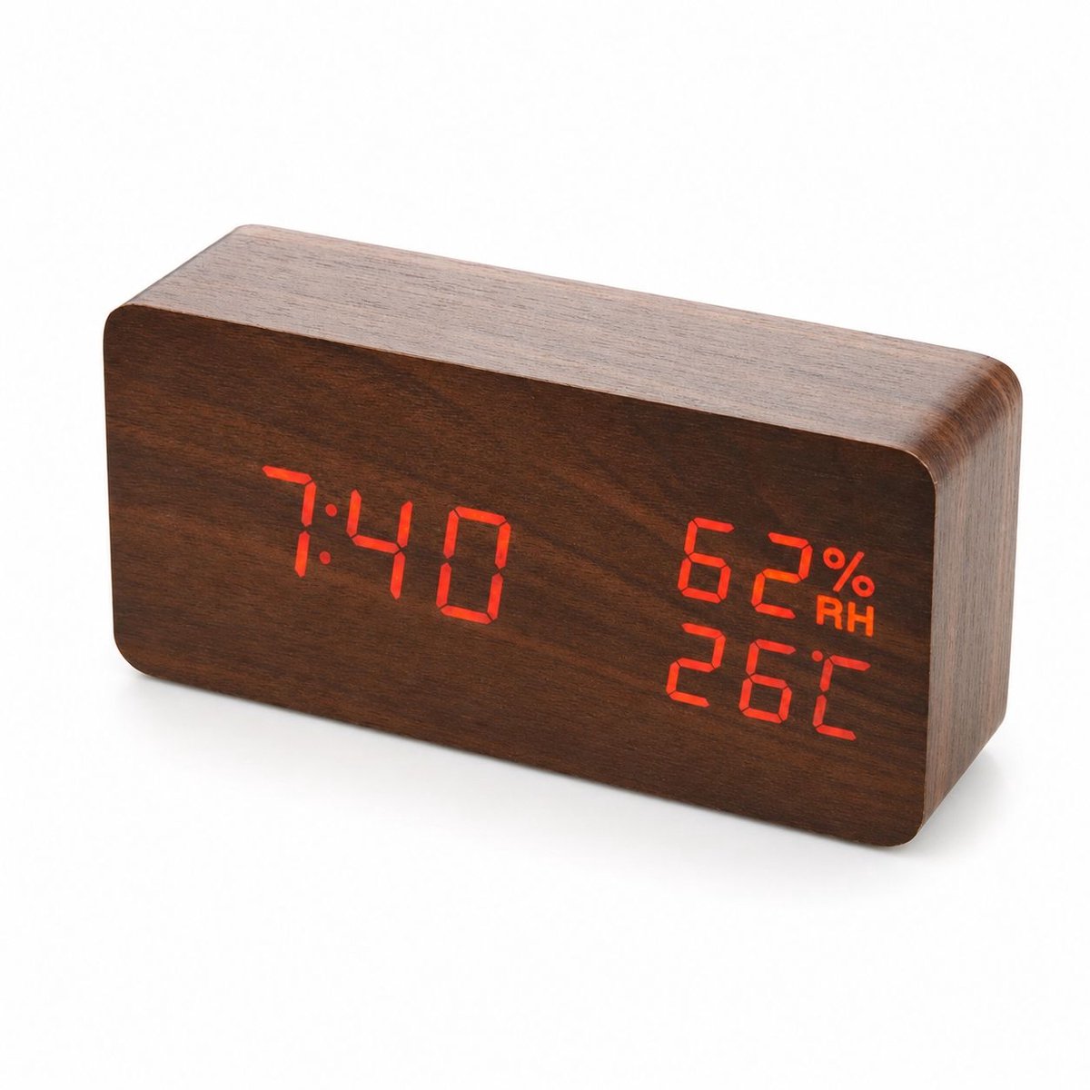 VHV-Slimme LED-Wekker - Digitale Klok met Breedbeeld en Zacht Licht - Energiezuinige Bureauklok met Intelligent Display - Compact Design