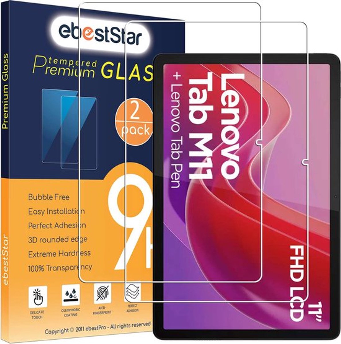 ebestStar - {2 Stuks} Gehard glas, Screen Protector Cover, Schermbeschermer Tempered Glass - Geschikt voor Lenovo Tab M11