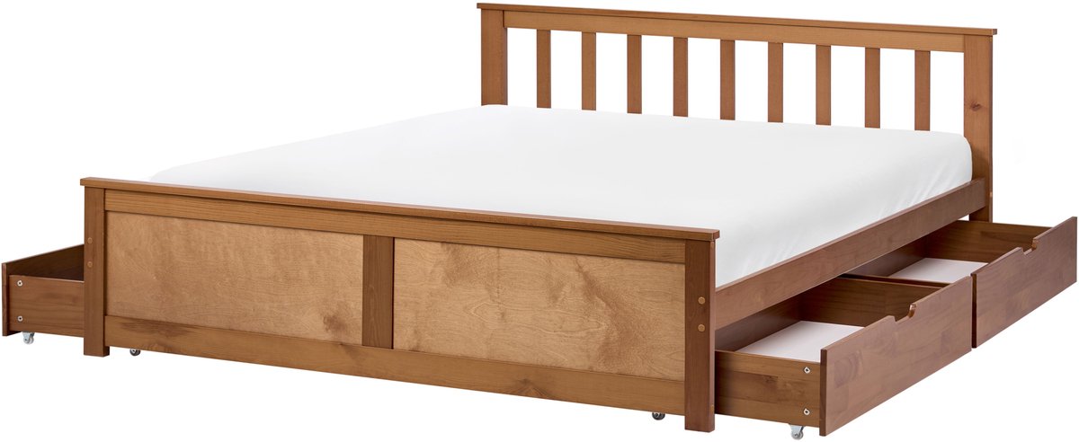 OLENDON - Bed met 4 lades - Bruin - 120 x 200 cm - Dennenhout