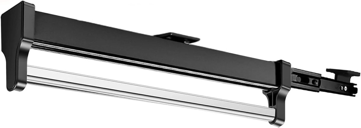 SnelShoppen - Uittrekbare Kledingrail voor Hangers, Verstelbare Garderobe, Telescopische Stang voor Broeken, 292 mm, Zwart, Duurzaam Koud Staal en Pla