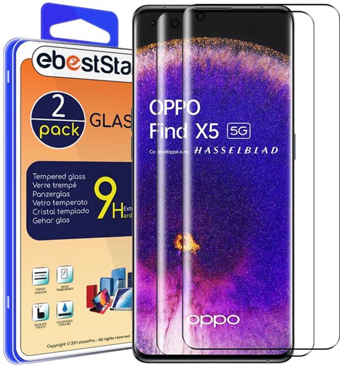 ebestStar - {2 Stuks} Gehard glas geschikt voor Oppo Find X5, Screen Protector Cover, Schermbeschermer Tempered Glass