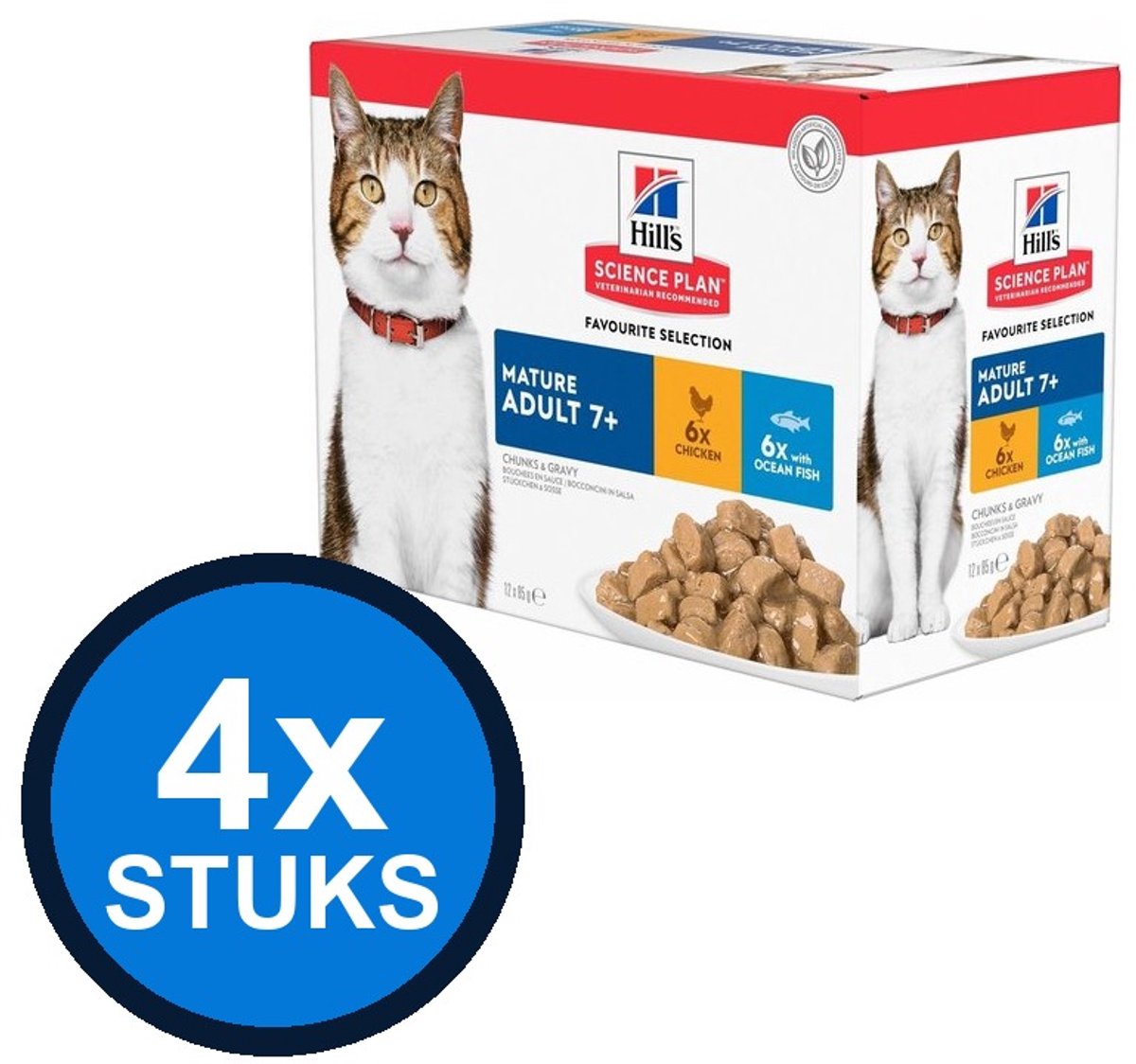 4x Hill's - Science Plan cat mat ad7+ fav sl mp 12x85gr - Kattenvoer - 1.02 kg