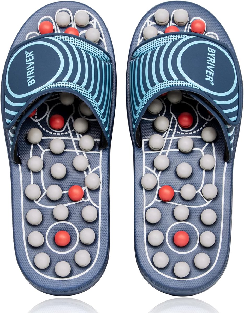 Thijox - Reflexologie Voetmassageapparaat met Acupressuur Massage Mat Slippers - Verlichting van Lage Rugpijn - Comfortabele Sandalen voor Thuis en Re