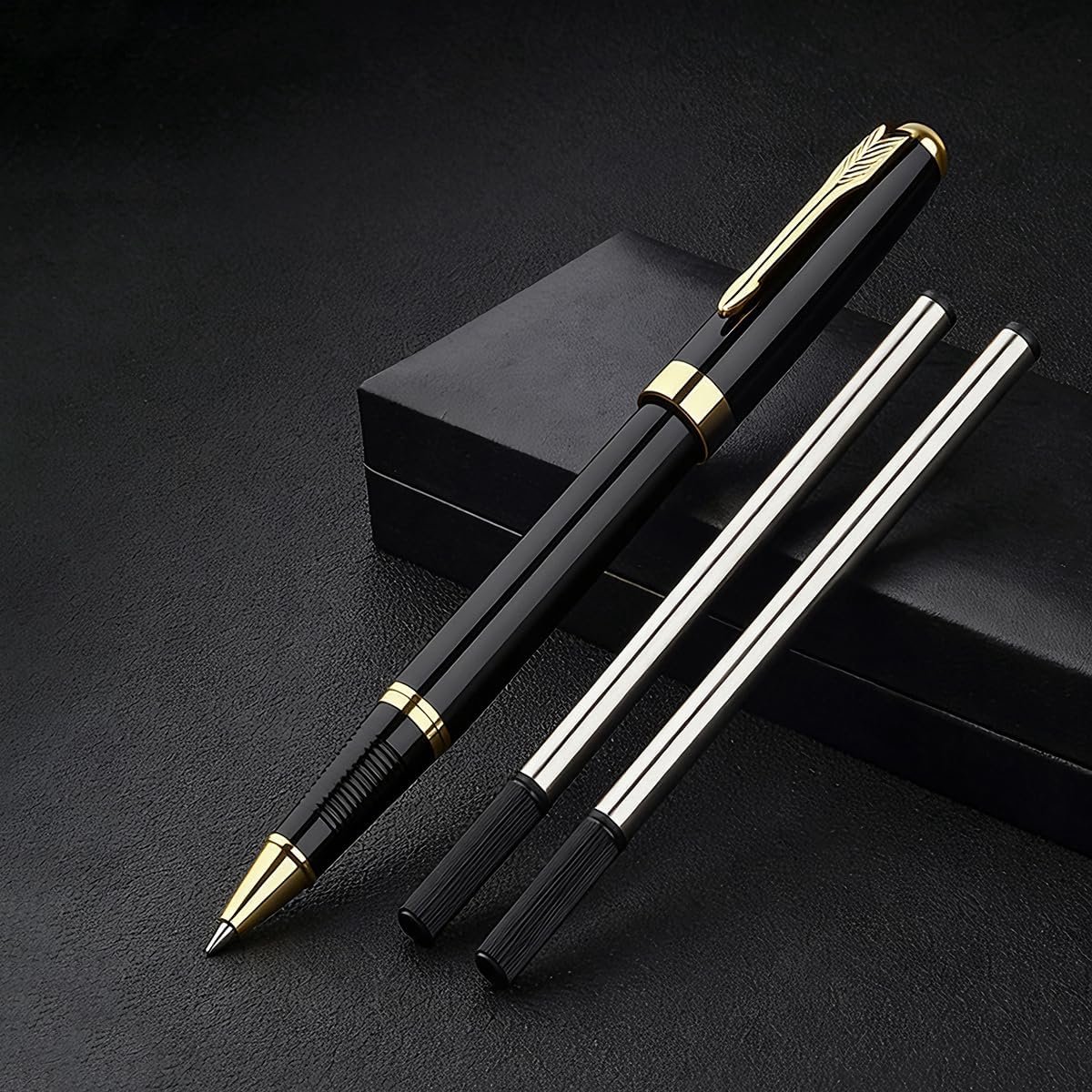 SnelShoppen - Metal Signature Pencil Set - Persoonlijke Balpen Set - Hoge Kwaliteit Zwarte Inkt Pen - Elegante Kantoor Gift Box - Professionele Ballpo
