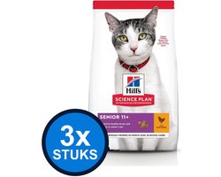 3x Hill's - Science Plan cat senior 11+ chicken 1,5kg - Kattenvoer - 1.5 kg