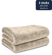 Serviettes de séchage Liviahome FastDry - 2 pièces Beige - 40x60 cm - Super absorbantes et sans calcaire - 1200 GSM - Perfect pour la salle de bain et la voiture