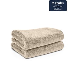 Liviahome 2 stuks - 60x40 cm - Badkamer droogdoek - Hoge kwaliteit – Microvezeldoekjes - Auto droogdoek - Schoonmaakdoekjes – Raamdoeken - Fastdry droogdoek - Streeploos & Kalkvrij - Absorbeert tot 800ML- Beige