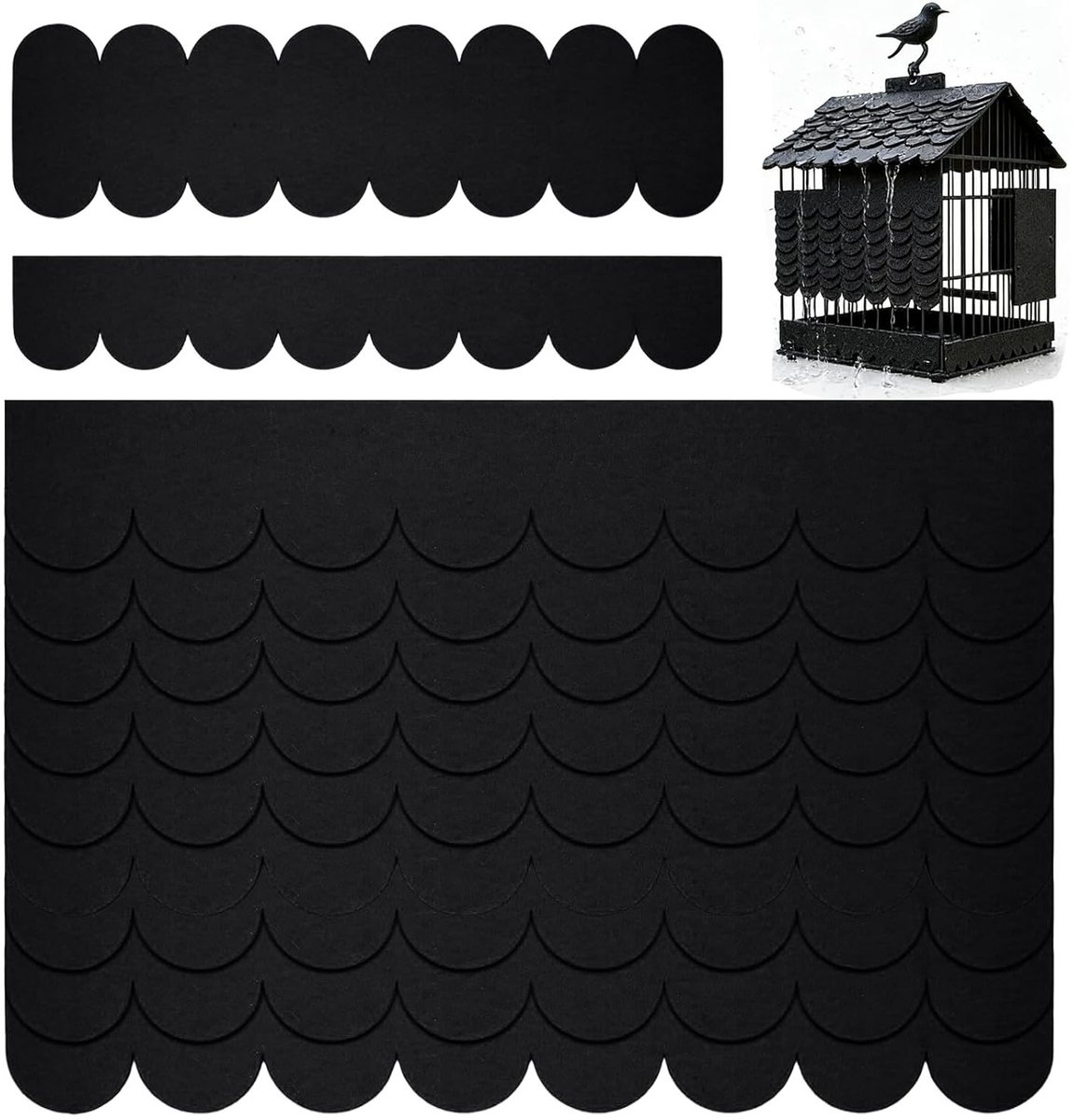 Set van 32 Dakshingles voor Vogelhuisjes, Zelfklevend Dakvilt (30 x 5 cm en 30 x 11 cm), Ideaal voor Doe-Het-Zelf Vogelhuisjes, Konijnenhokken en Insectenhotels