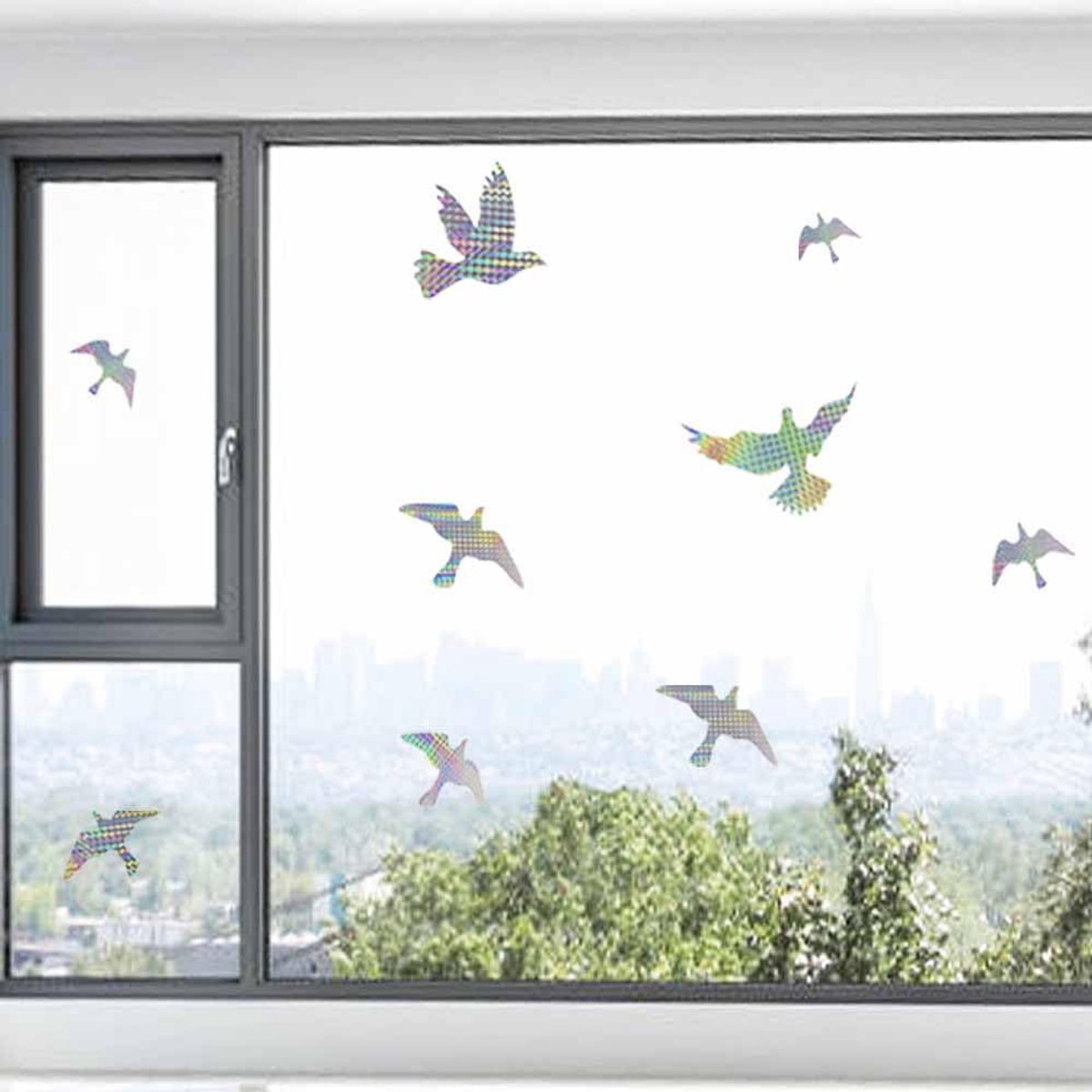 SnelShoppen - MESINURS Anti-Collision Bird Stickers - 12 PCS Holografische Raamstickers voor Vogelbescherming - Eenvoudige Installatie - Effectieve Ve