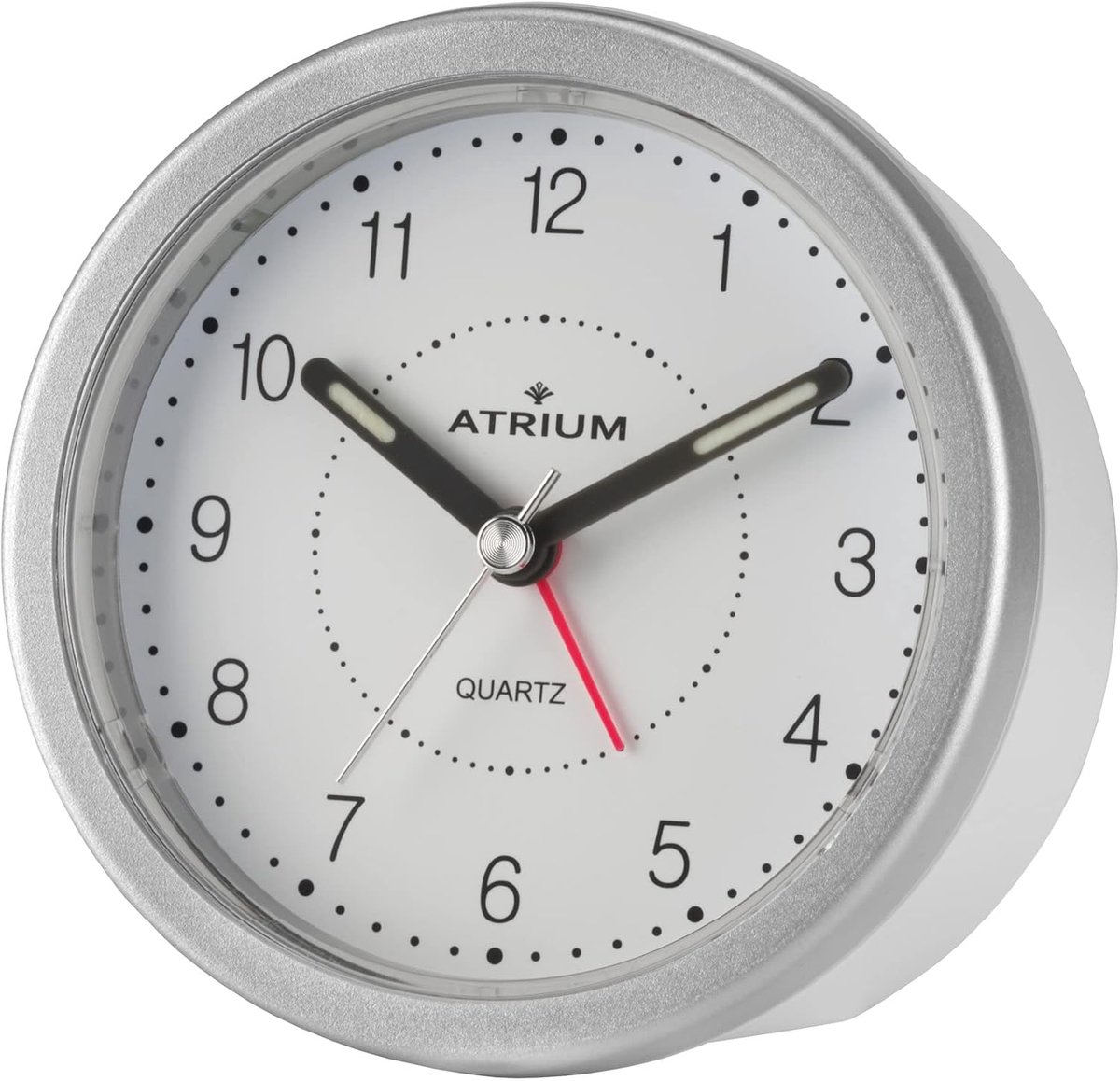 SnelShoppen - Moderne Analoge Quartz Alarmklok zonder Tikken, Licht en Snooze Functie, Wit Zilver, Ronde Design Klok voor Thuis, Kantoor, Slaapkamer