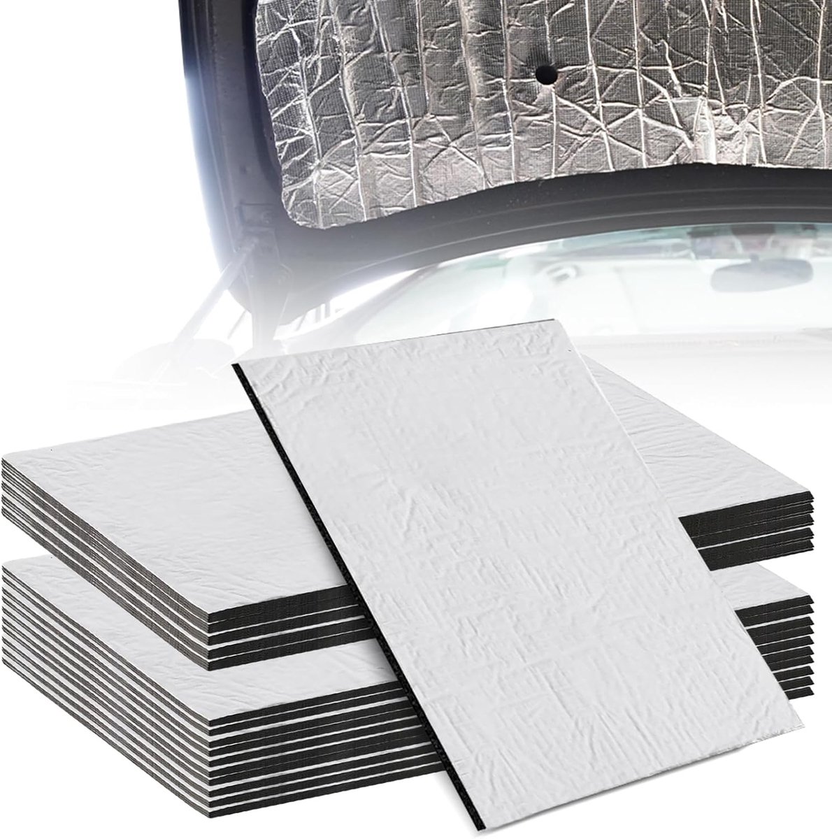 SnelShoppen - Pack van 16 Auto Isolatiematten 40x25 cm 5 mm & 10 mm Geluidsisolatie Mat Zelfklevend Aluminium Butyl Waterdicht Brandwerend