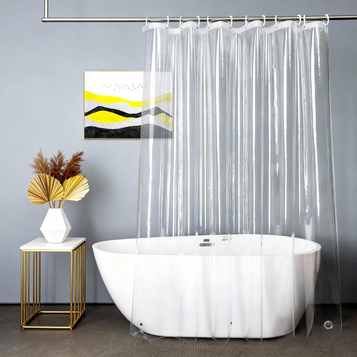 SnelShoppen - Transparante Douchegordijn 180 x 180 cm Waterdicht van PEVA, Schimmelbestendig Badgordijn met Magneten en 12 Haakjes, Duidelijk Douchego