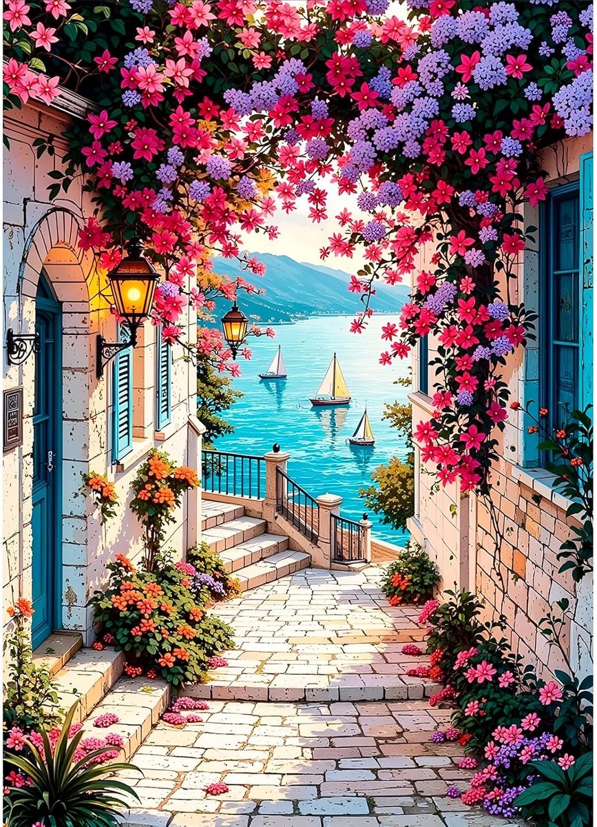 Thijox - 5D Diamond Painting Kit voor Beginners en Volwassenen, Ronde Volledige Boor Bloemen Diamant Kunst, DIY Schilderen op Nummers, Creatieve Wandd