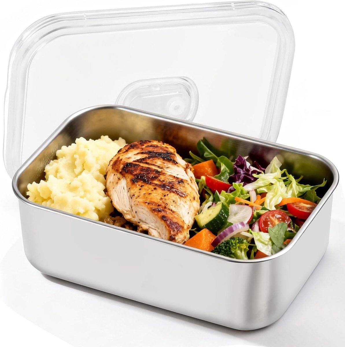 SnelShoppen - RVS Vervangcontainer voor 1.8L Elektrische Lunchbox - 304 Roestvrij Staal met Deksel - Perfect voor Opwarm- en Koelopslag - Ideaal voor